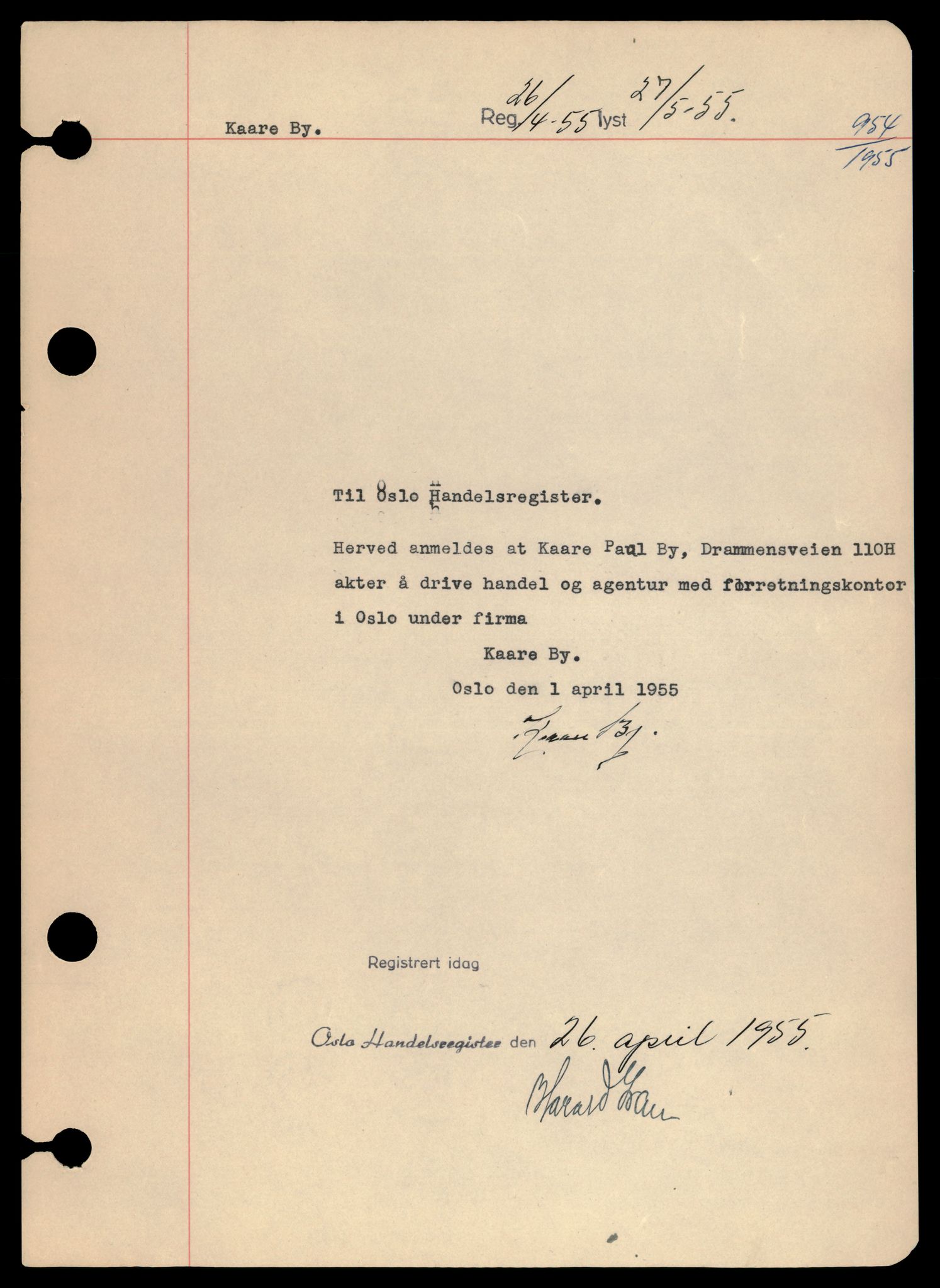 Oslo byfogd, Handelsregisteret, SAT/A-10867/G/Gb/Gba/L0022: Enkeltmannsforetak, Ka-Kjek, 1944-1990