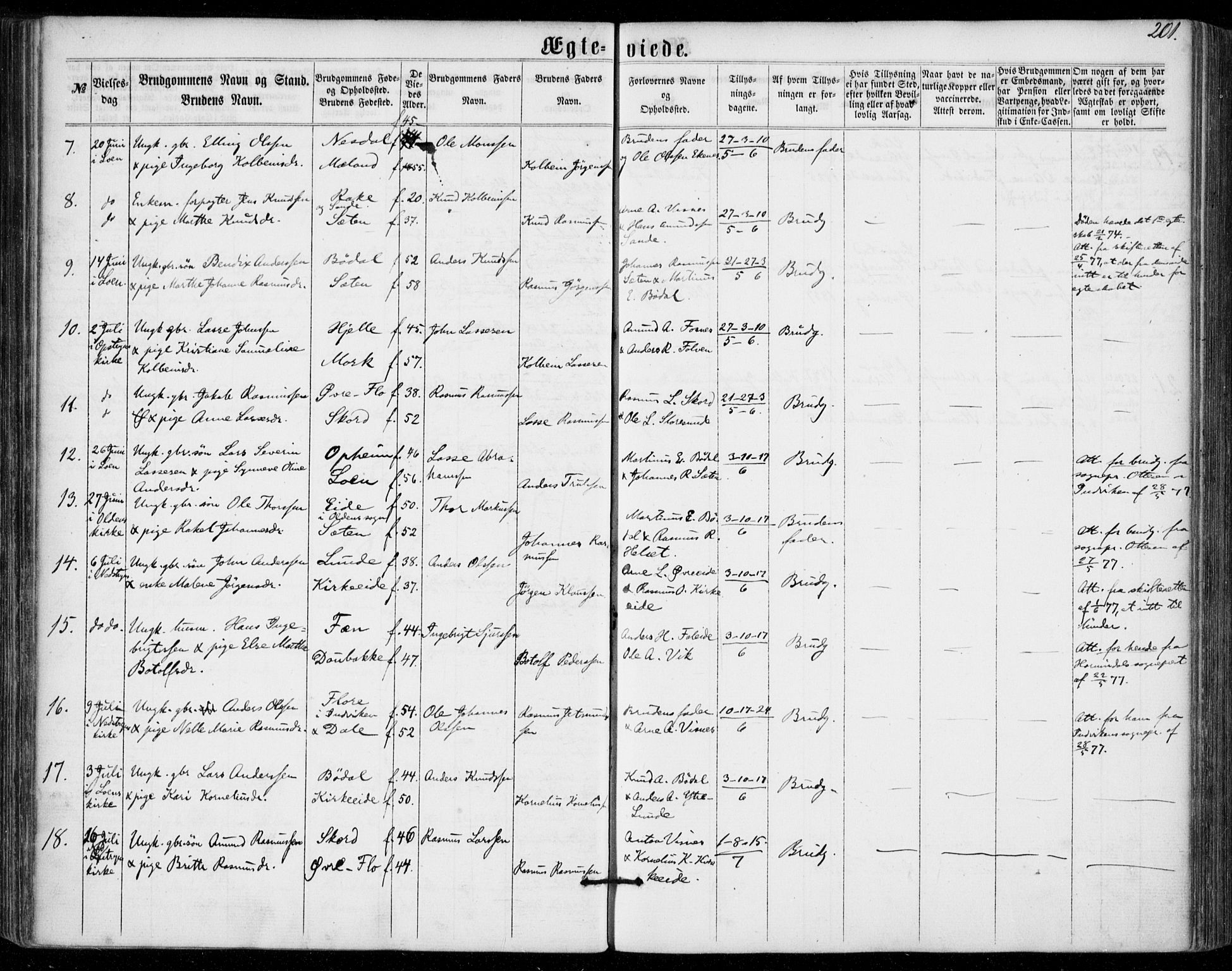 Stryn Sokneprestembete, AV/SAB-A-82501: Parish register (official) no. A 3, 1862-1877, p. 201