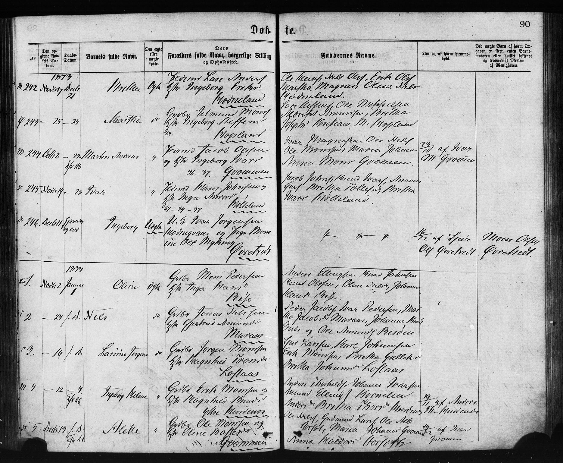 Lindås Sokneprestembete, SAB/A-76701/H/Haa: Parish register (official) no. A 18, 1869-1885, p. 90