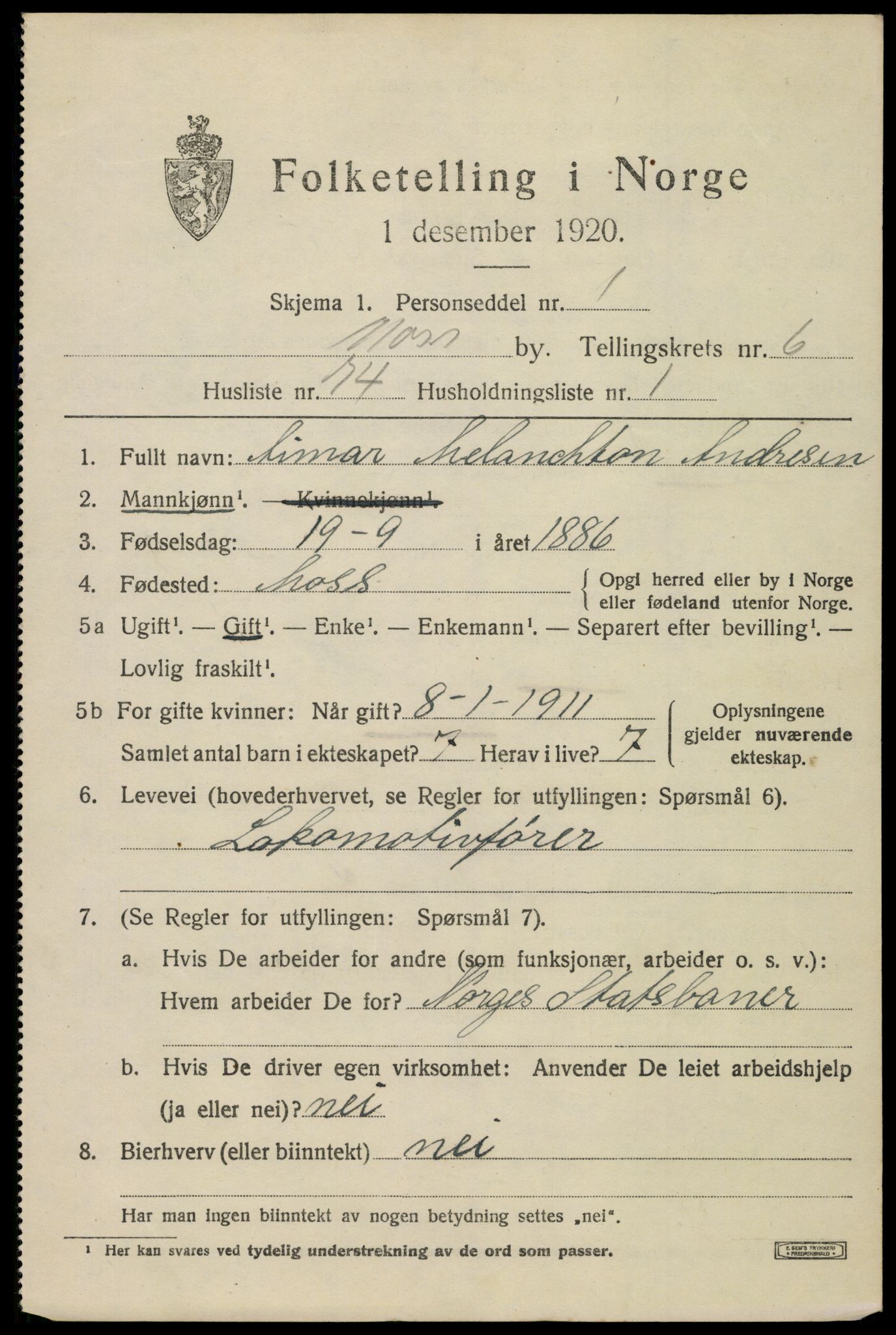 SAO, 1920 census for Moss, 1920, p. 19405