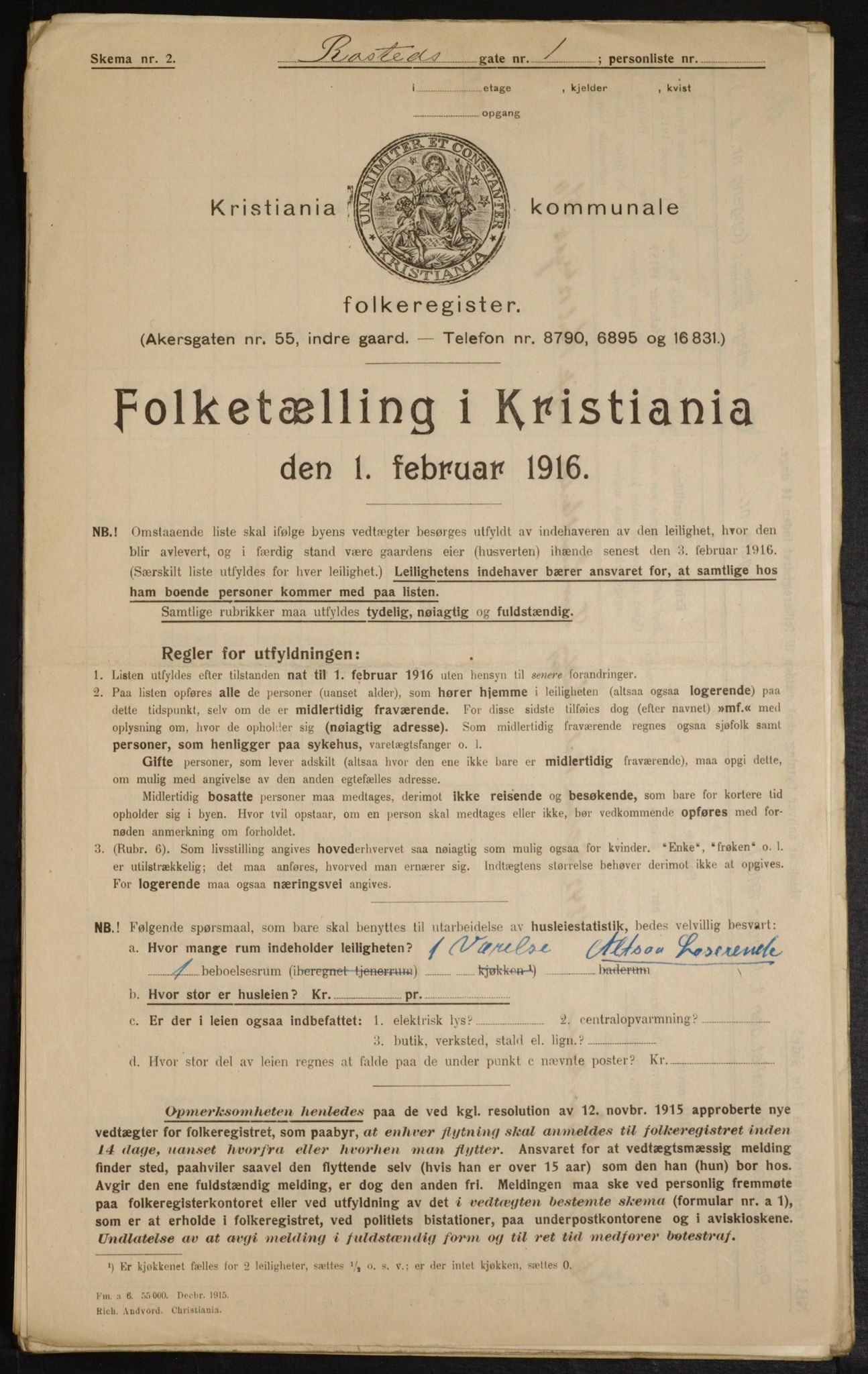 OBA, Municipal Census 1916 for Kristiania, 1916, p. 86345