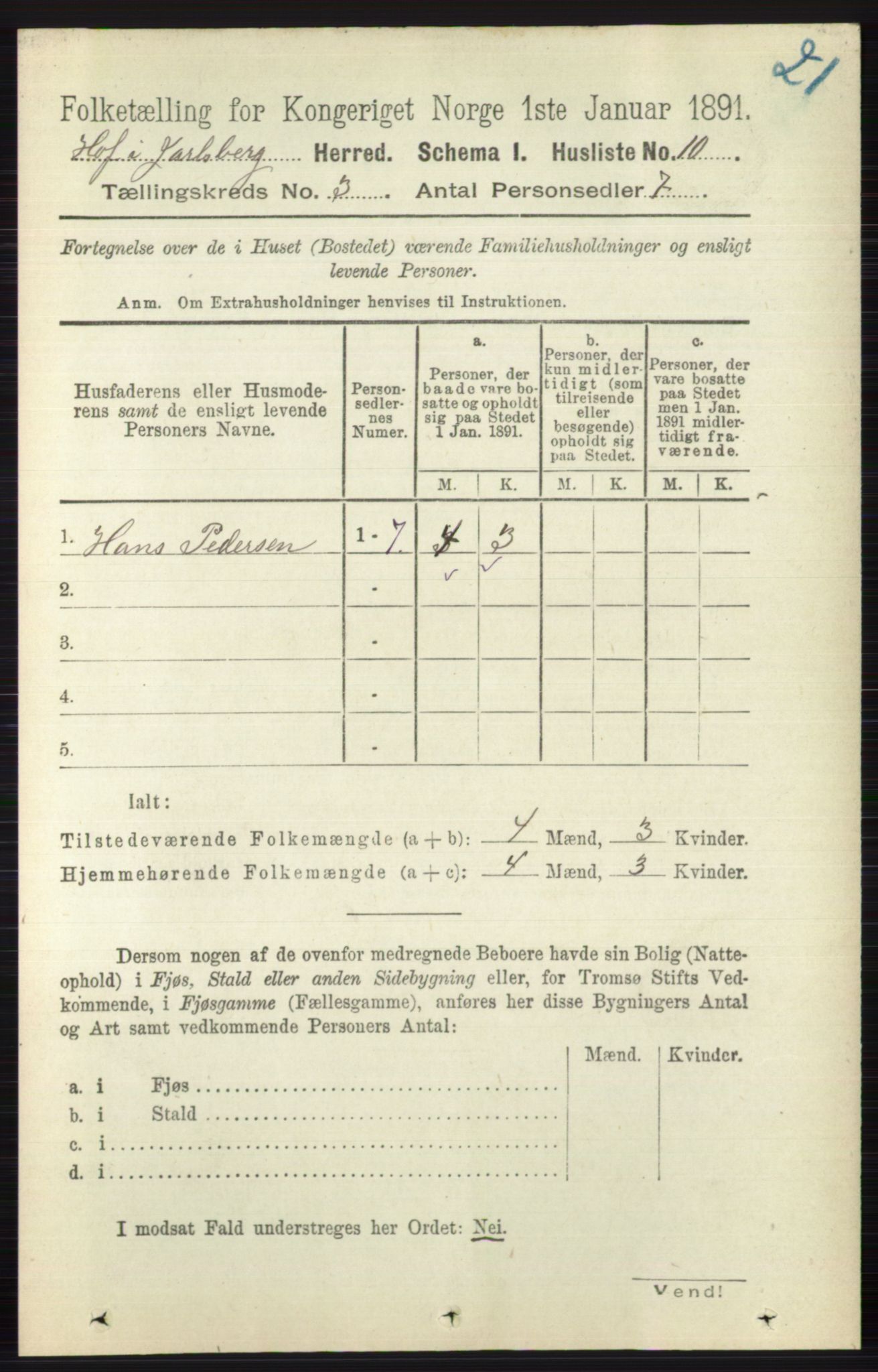 RA, 1891 census for 0714 Hof, 1891, p. 854