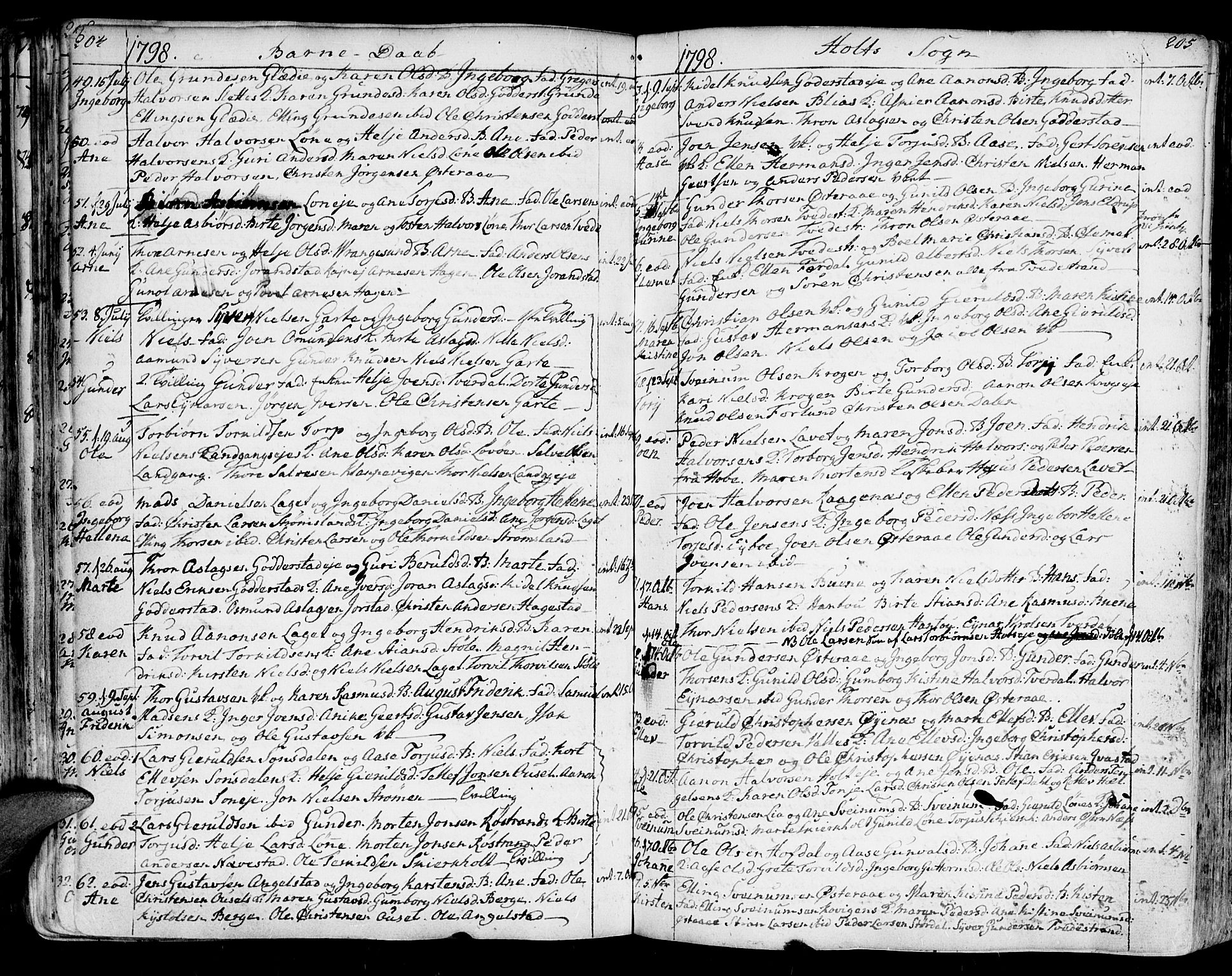 Holt sokneprestkontor, AV/SAK-1111-0021/F/Fa/L0003: Parish register (official) no. A 3, 1765-1798, p. 204-205