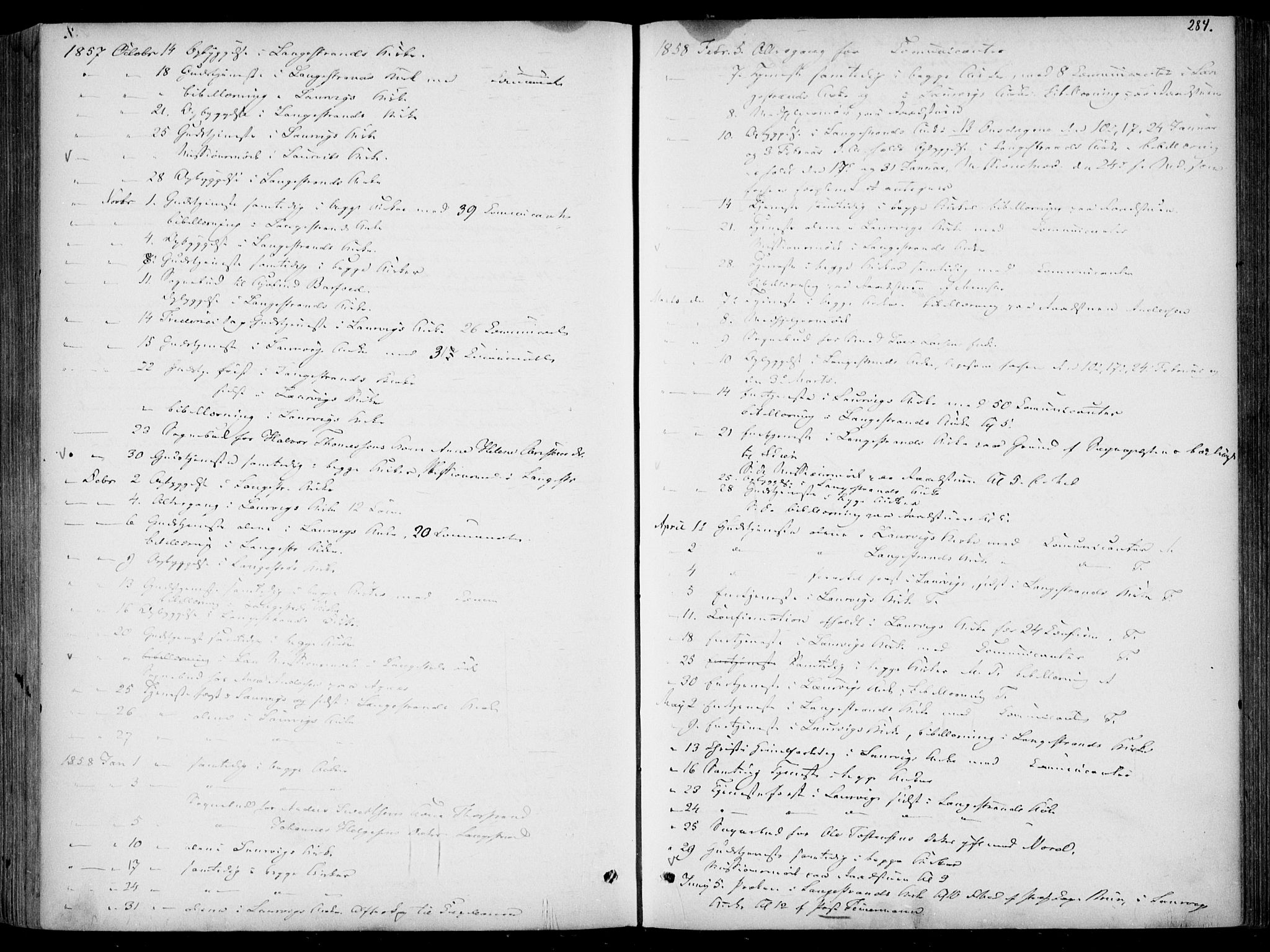 Larvik kirkebøker, SAKO/A-352/F/Fa/L0005: Parish register (official) no. I 5, 1856-1870, p. 284