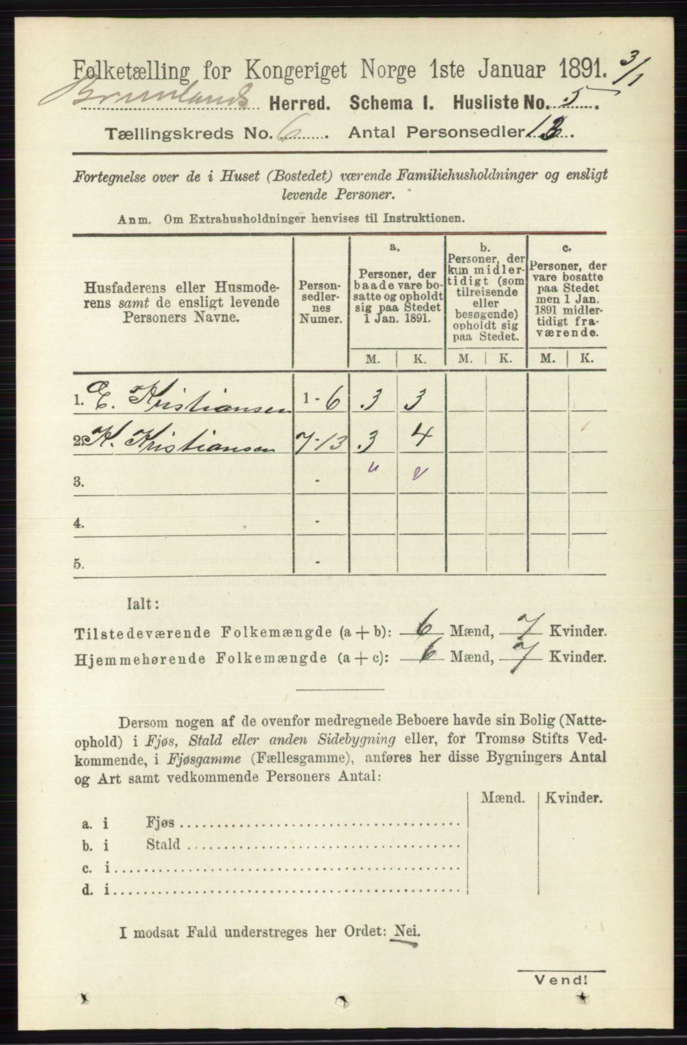 RA, 1891 census for 0726 Brunlanes, 1891, p. 2578