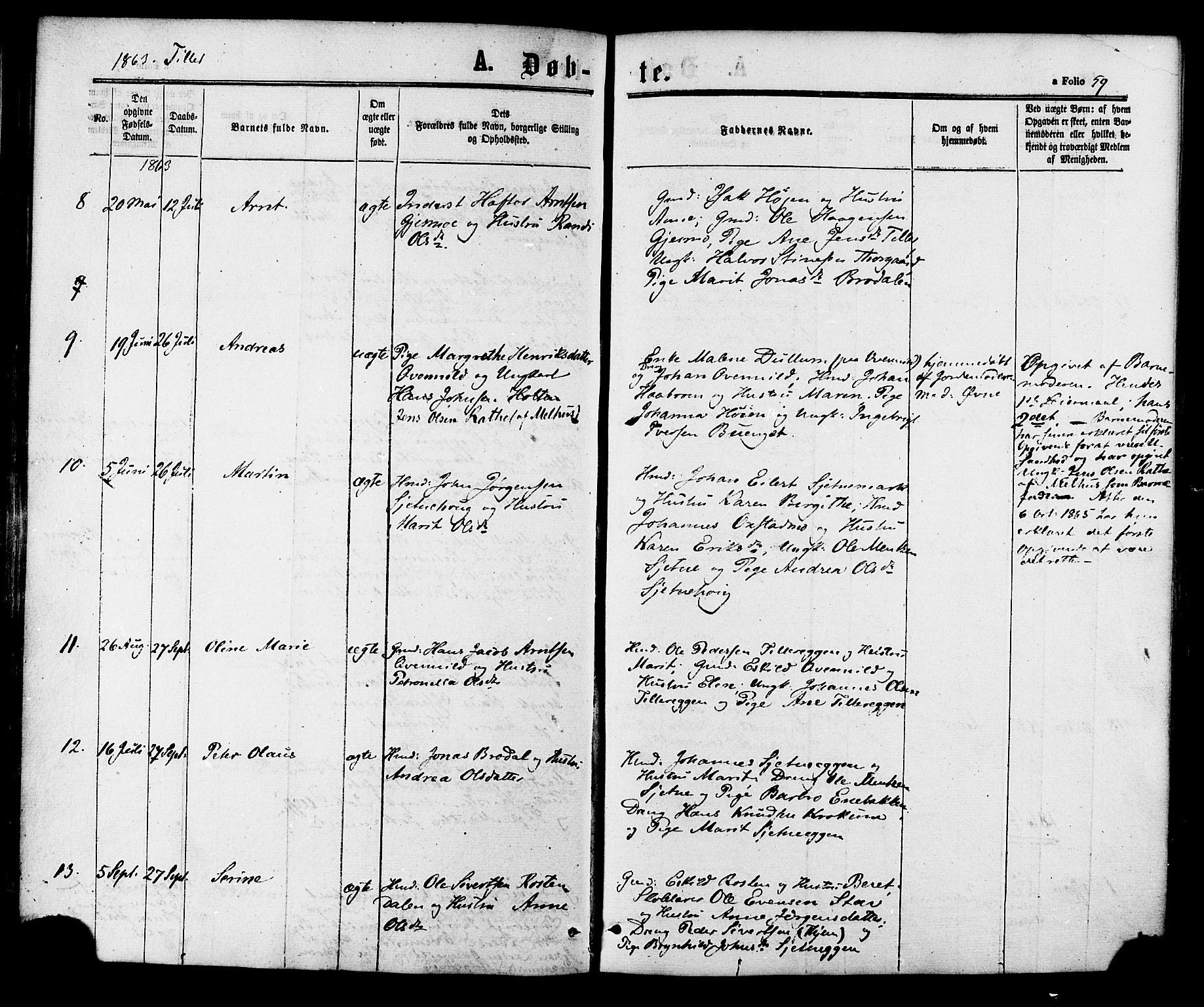 Ministerialprotokoller, klokkerbøker og fødselsregistre - Sør-Trøndelag, SAT/A-1456/618/L0443: Parish register (official) no. 618A06 /2, 1863-1879, p. 59