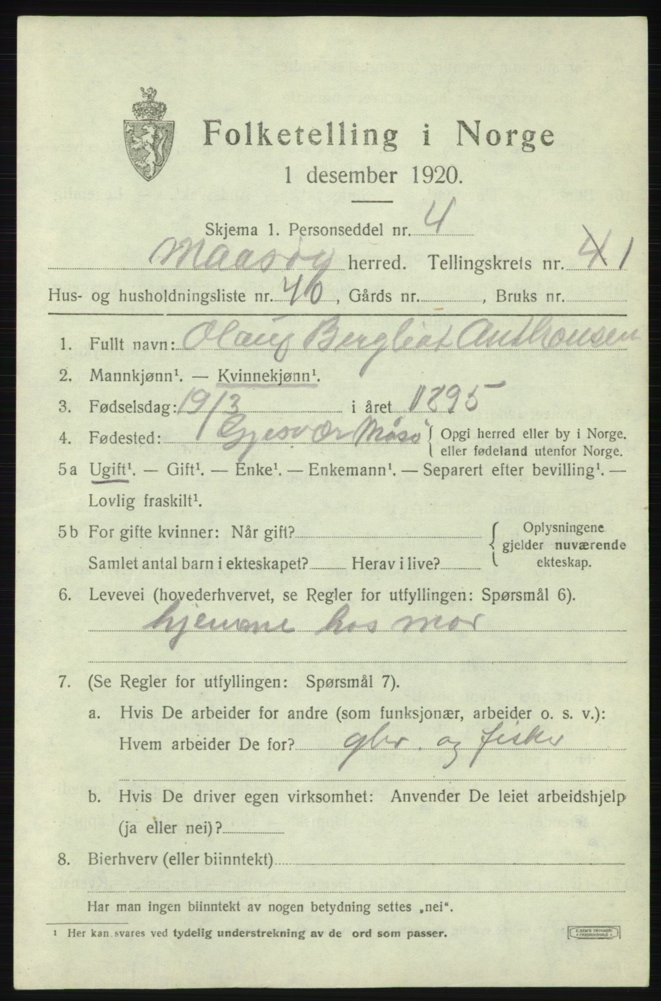 SATØ, 1920 census for Måsøy, 1920, p. 1246