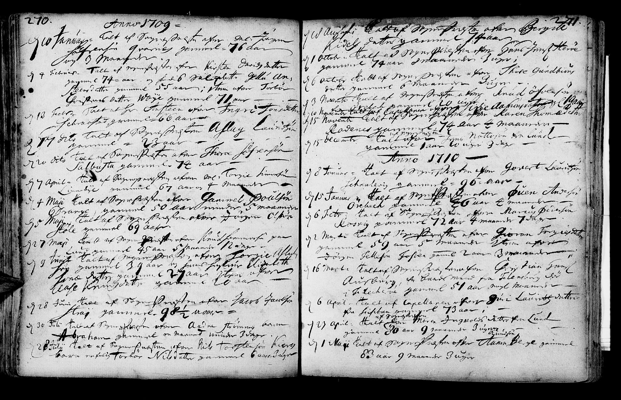 Oddernes sokneprestkontor, AV/SAK-1111-0033/F/Fa/Faa/L0001: Parish register (official) no. A 1, 1692-1718, p. 270-271