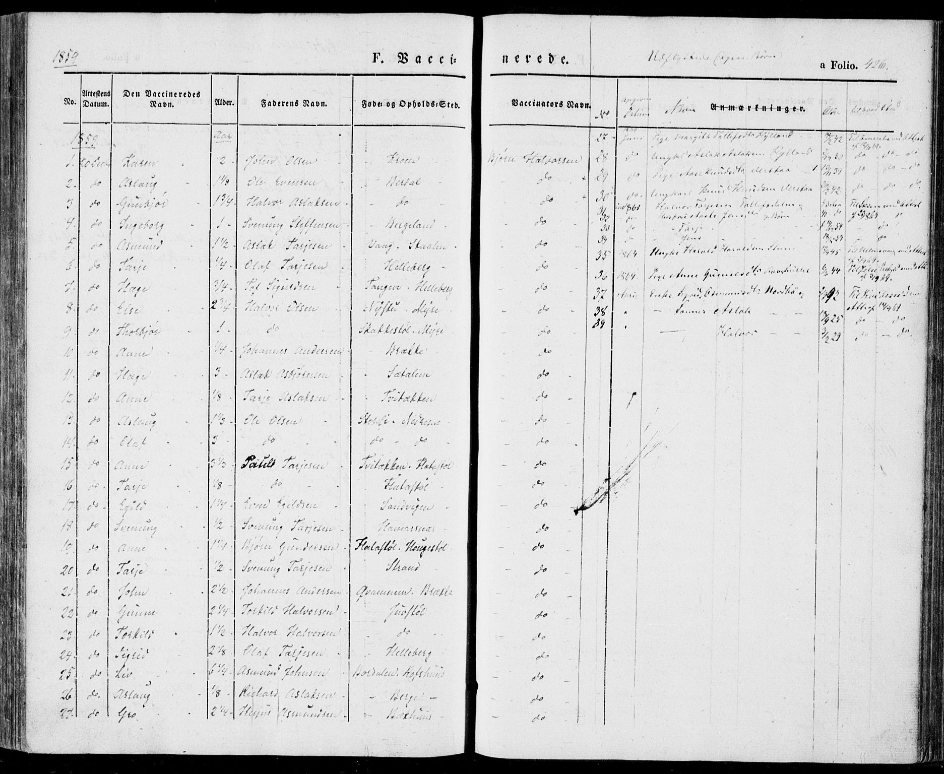 Vinje kirkebøker, SAKO/A-312/F/Fa/L0004: Parish register (official) no. I 4, 1843-1869, p. 426