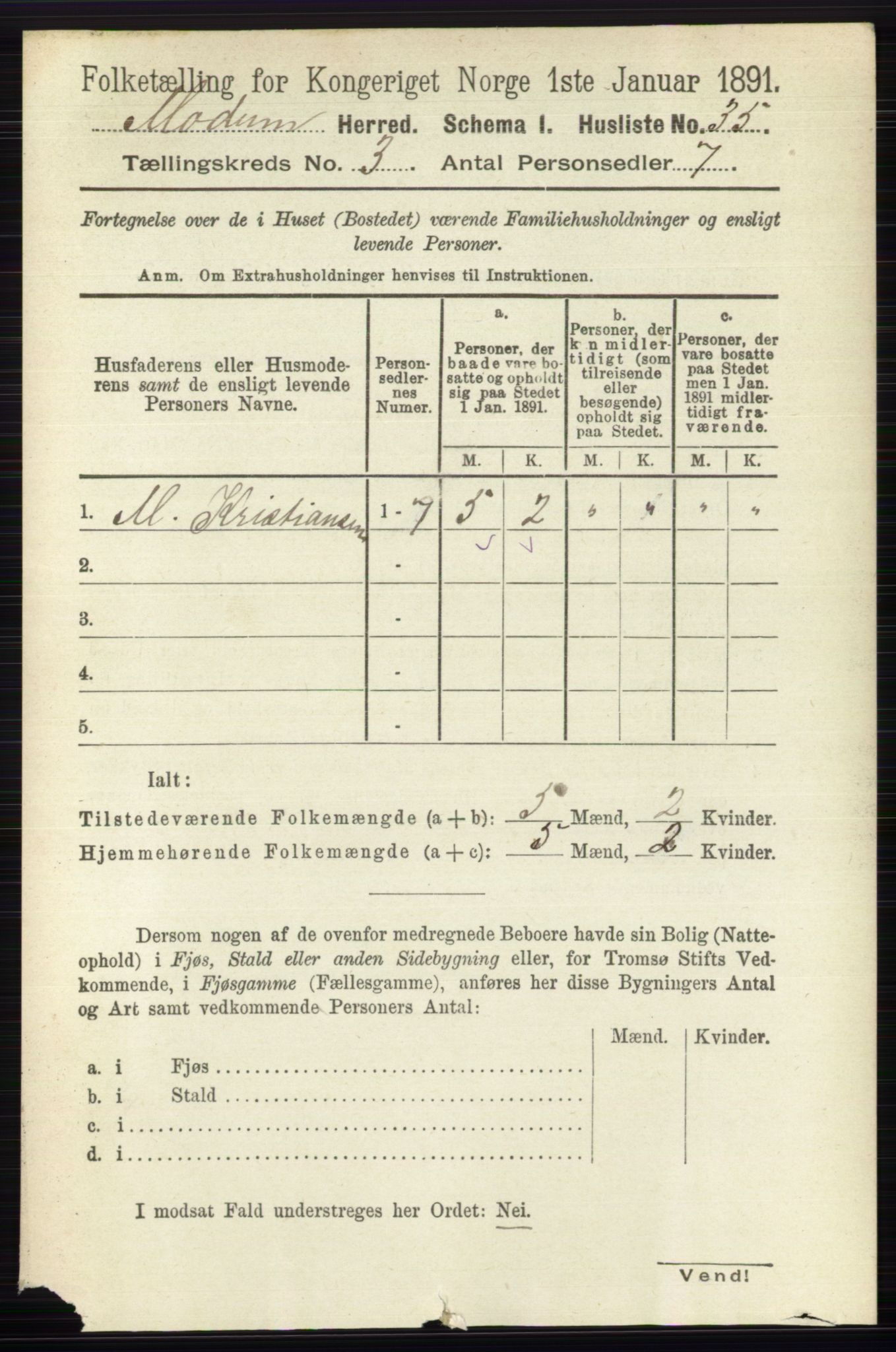 RA, 1891 census for 0623 Modum, 1891, p. 716