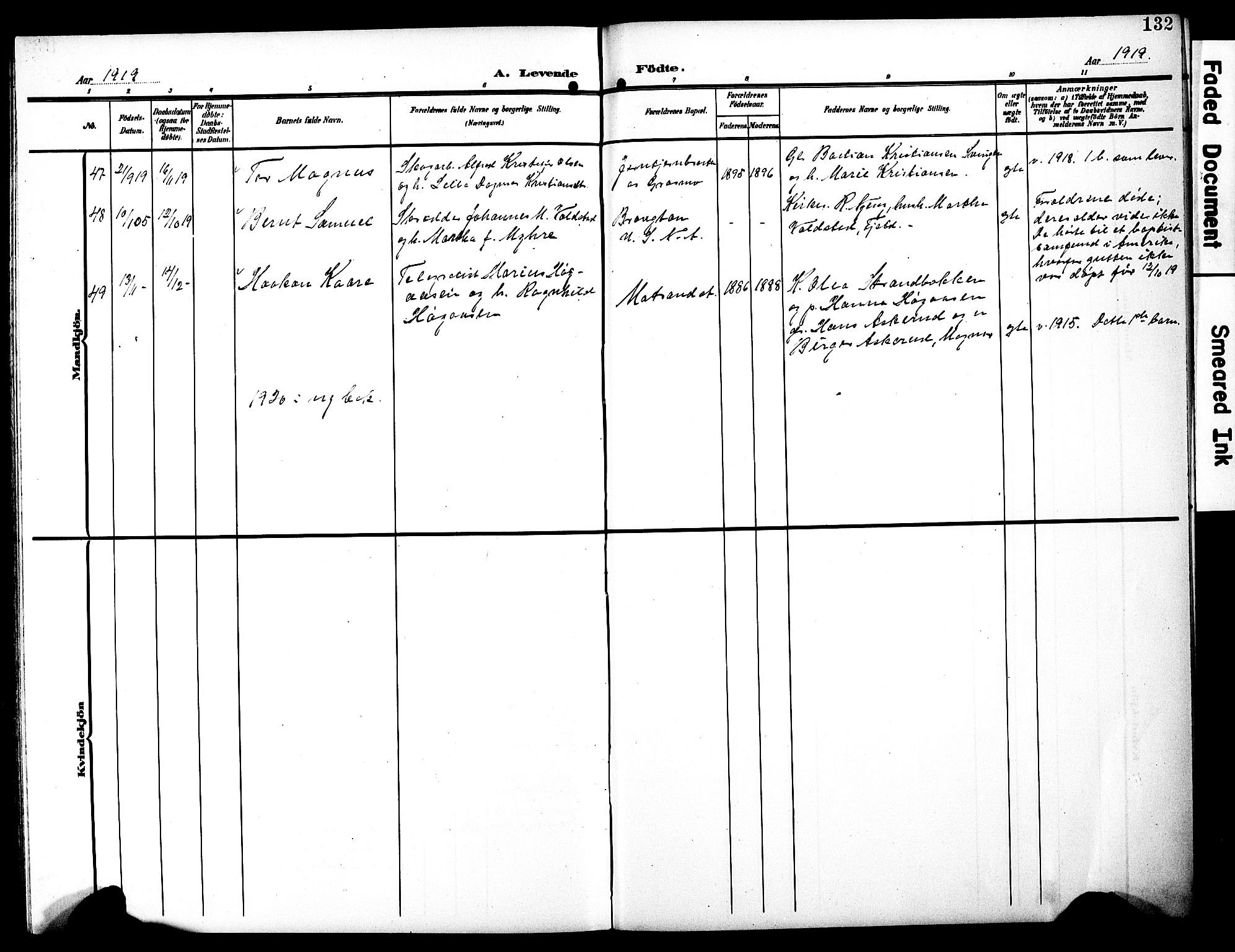 Eidskog prestekontor, SAH/PREST-026/H/Ha/Hab/L0003: Parish register (copy) no. 3, 1904-1919, p. 132