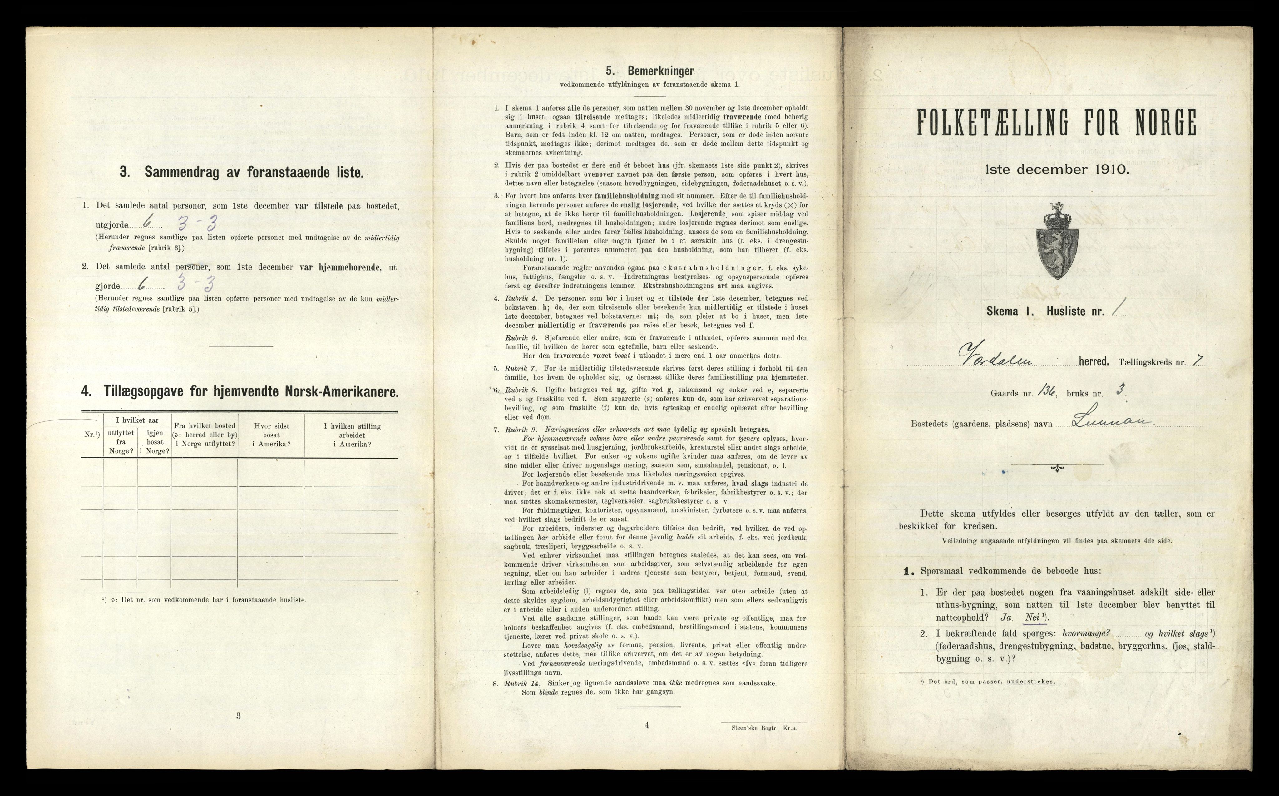 RA, 1910 census for Verdal, 1910, p. 1258