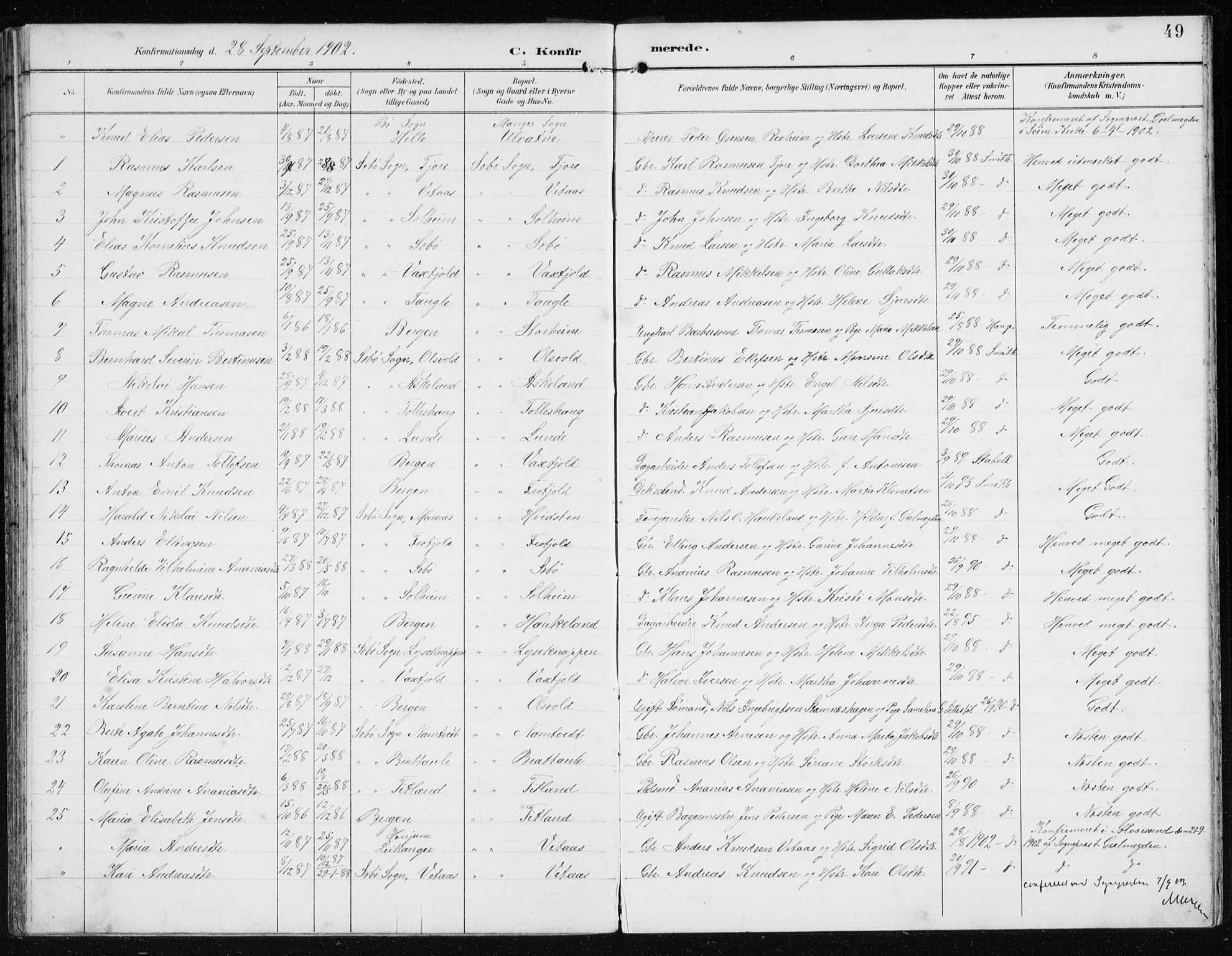 Manger sokneprestembete, AV/SAB-A-76801/H/Hab: Parish register (copy) no. D 3, 1895-1910, p. 49