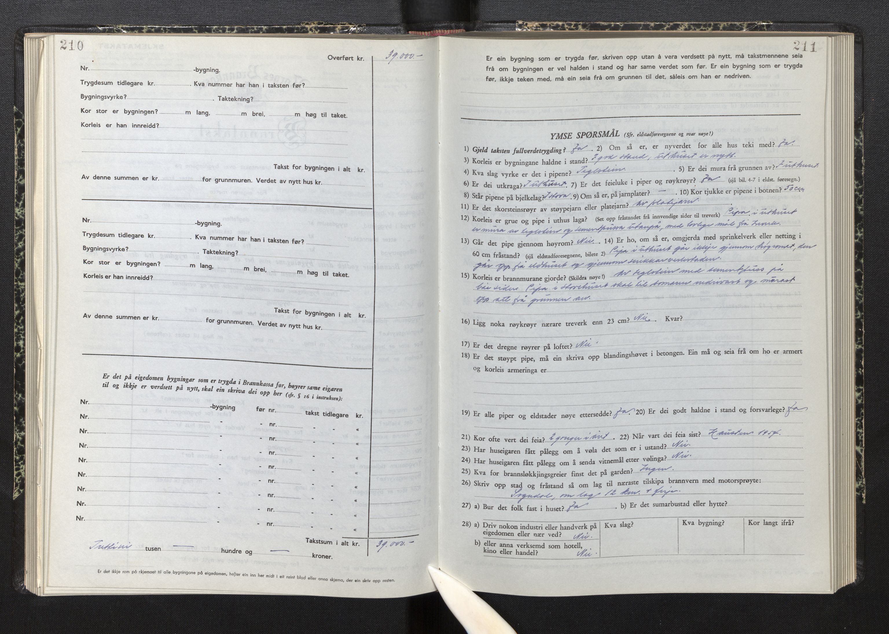 Lensmannen i Sogndal, AV/SAB-A-29901/0012/L0015: Branntakstprotokoll, skjematakst, 1950-1955, p. 210-211