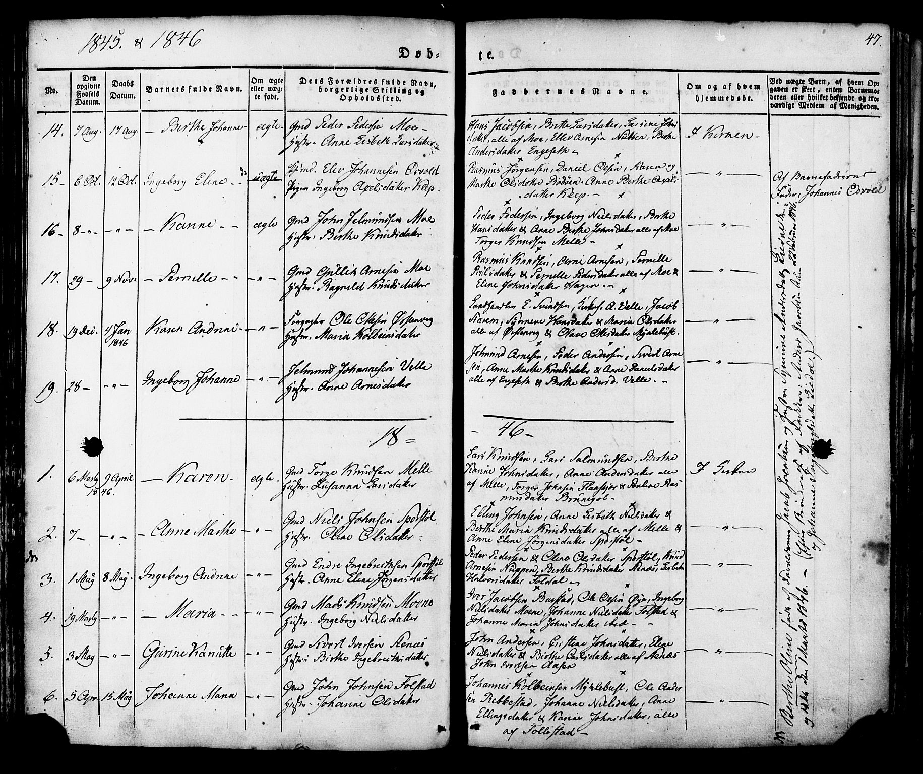 Ministerialprotokoller, klokkerbøker og fødselsregistre - Møre og Romsdal, AV/SAT-A-1454/513/L0174: Parish register (official) no. 513A01, 1831-1855, p. 47