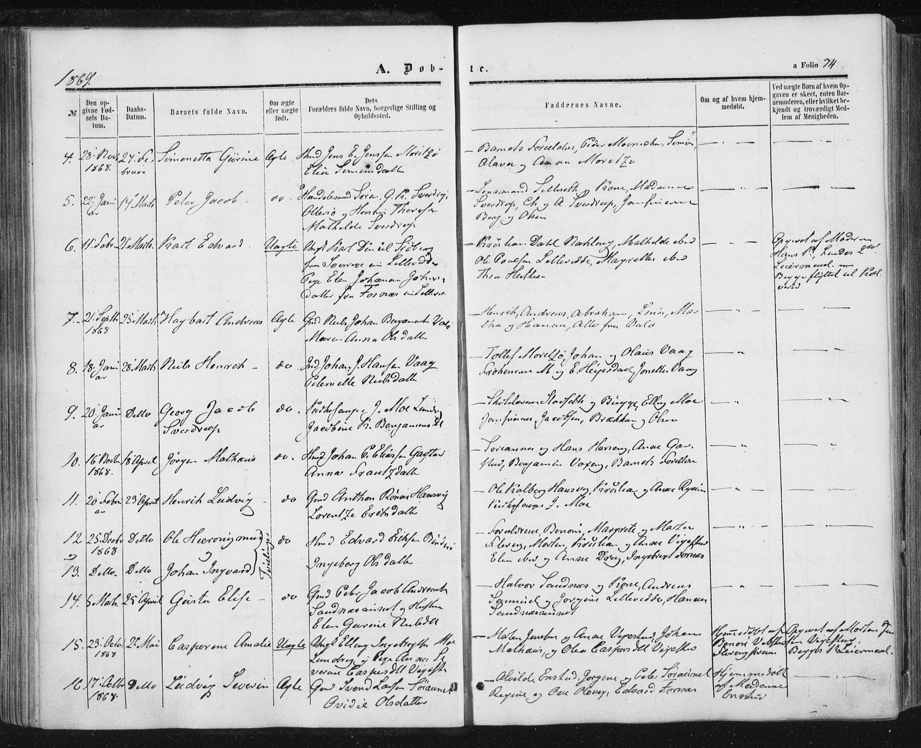 Ministerialprotokoller, klokkerbøker og fødselsregistre - Nord-Trøndelag, SAT/A-1458/784/L0670: Parish register (official) no. 784A05, 1860-1876, p. 74
