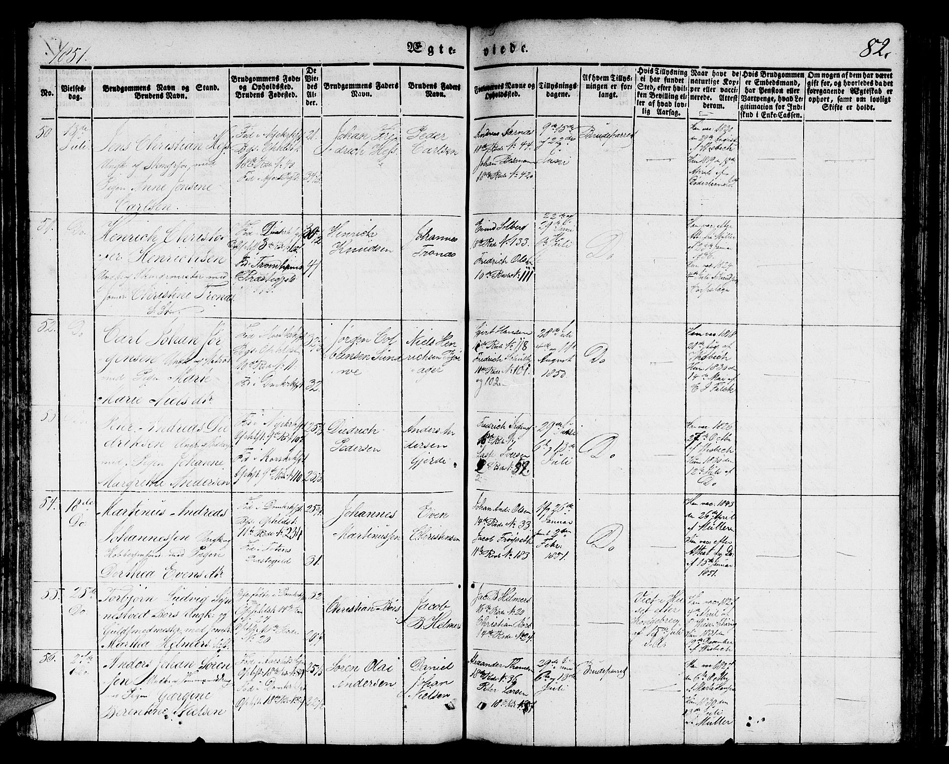 Domkirken sokneprestembete, AV/SAB-A-74801/H/Hab/L0029: Parish register (copy) no. D 1, 1839-1857, p. 82