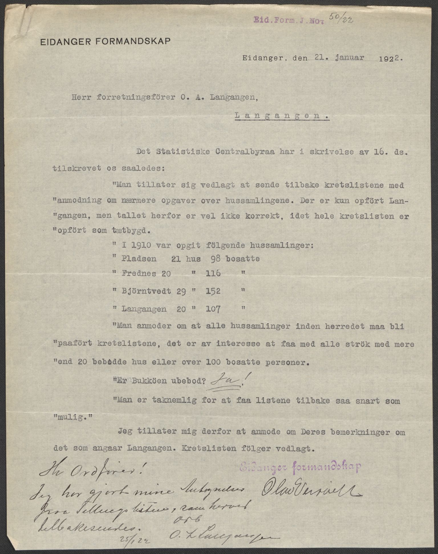 SAKO, 1920 census for Eidanger, 1920, p. 2