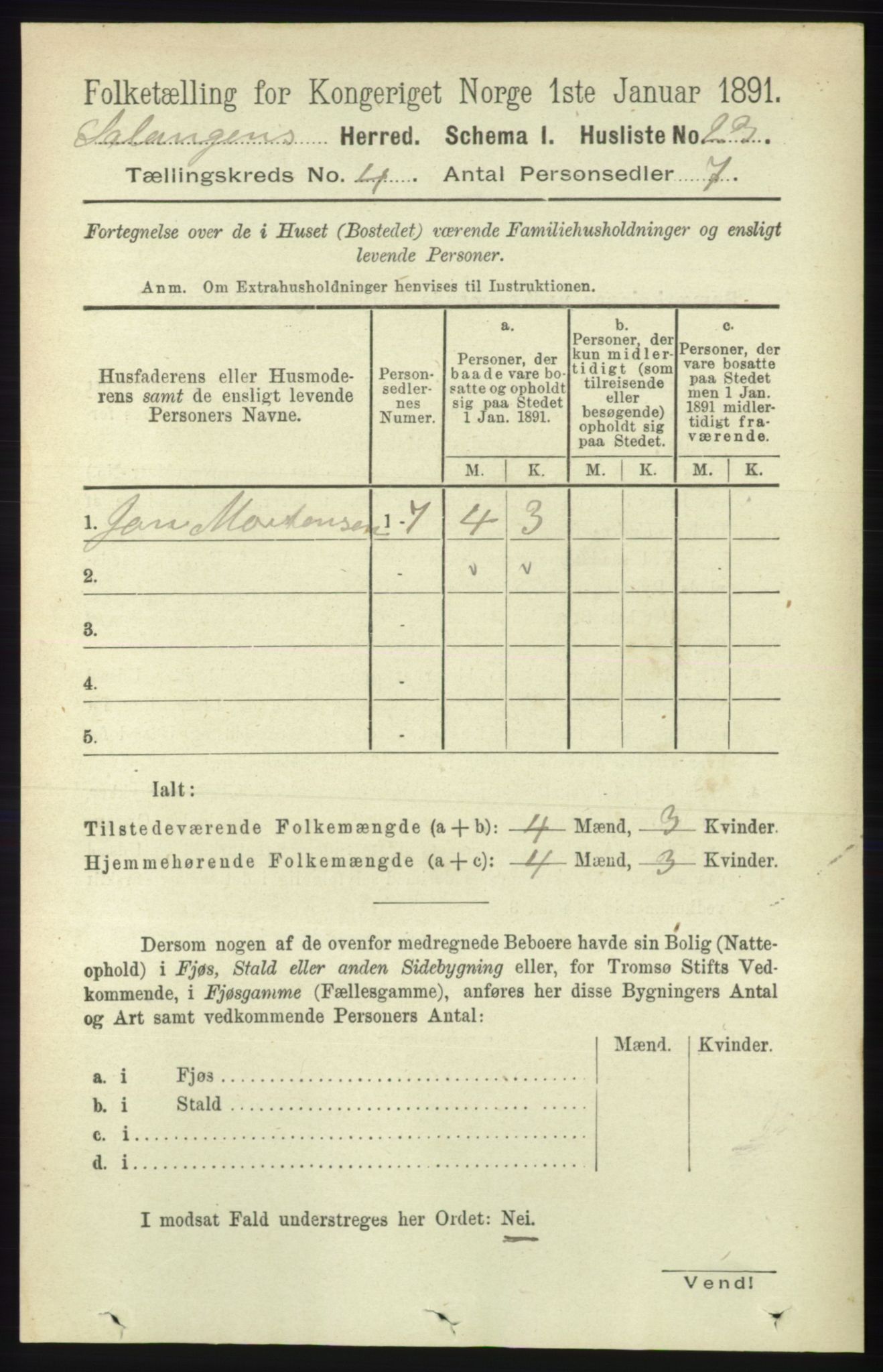 RA, 1891 census for 1921 Salangen, 1891, p. 1760