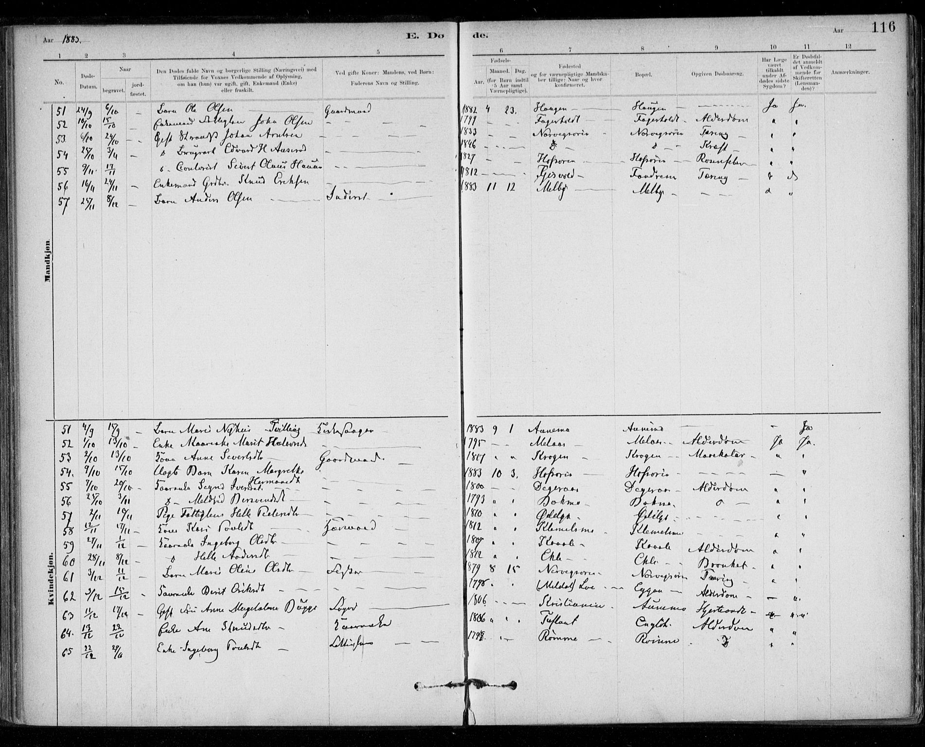 Ministerialprotokoller, klokkerbøker og fødselsregistre - Sør-Trøndelag, SAT/A-1456/668/L0810: Parish register (official) no. 668A10, 1881-1894, p. 116