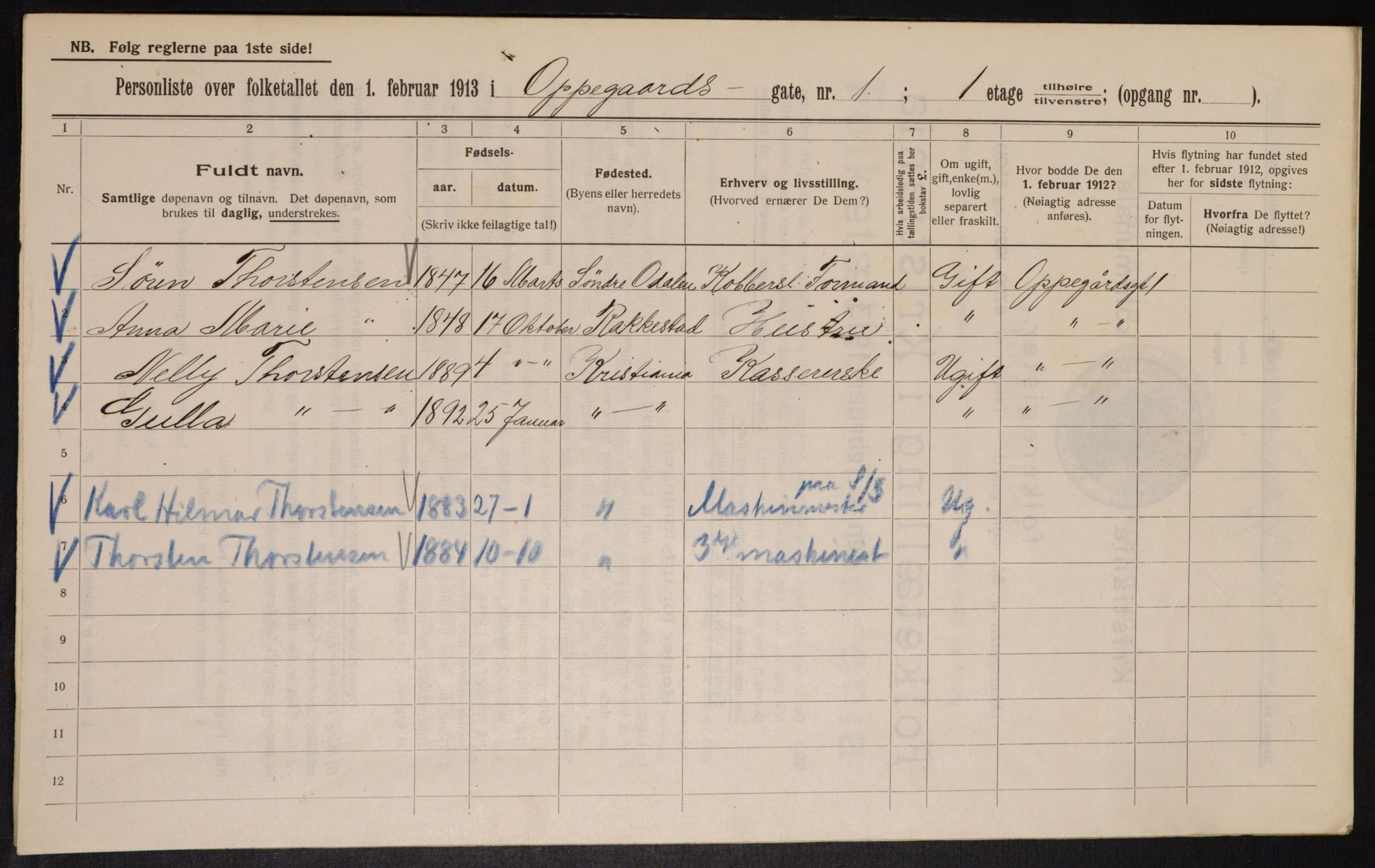 OBA, Municipal Census 1913 for Kristiania, 1913, p. 75850