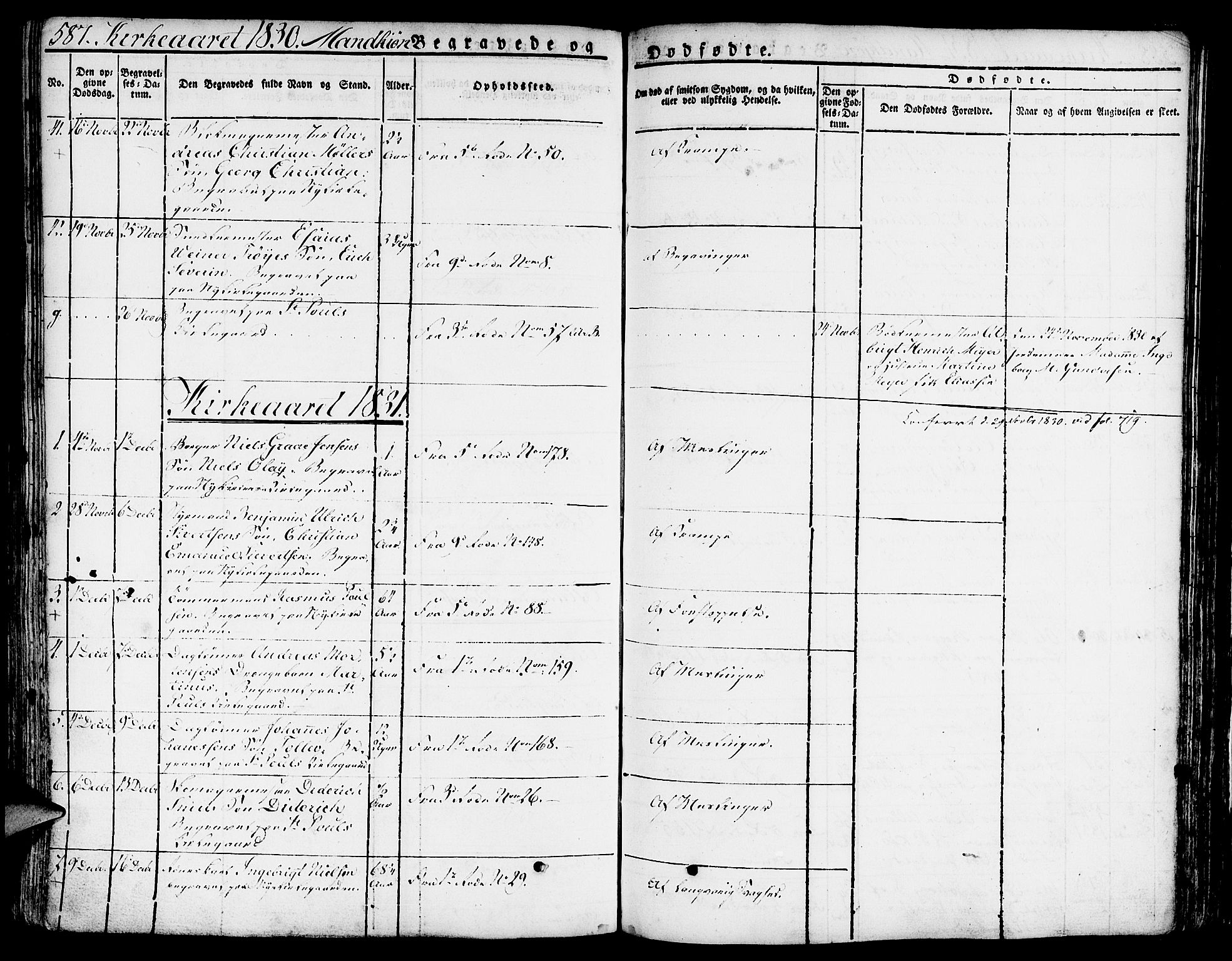 Nykirken Sokneprestembete, SAB/A-77101/H/Hab: Parish register (copy) no. A 5II, 1821-1843, p. 587