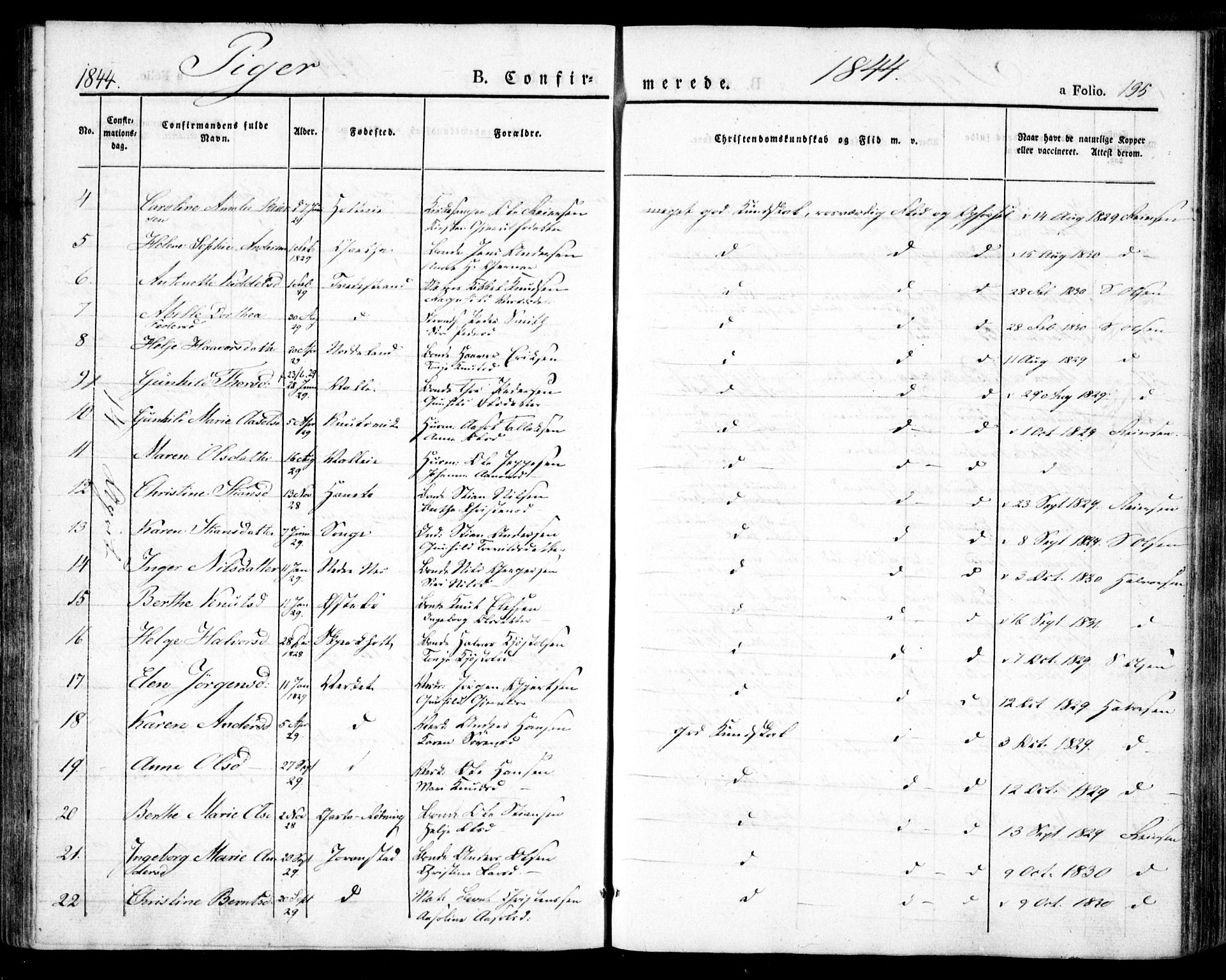 Holt sokneprestkontor, AV/SAK-1111-0021/F/Fa/L0007: Parish register (official) no. A 7, 1836-1848, p. 195