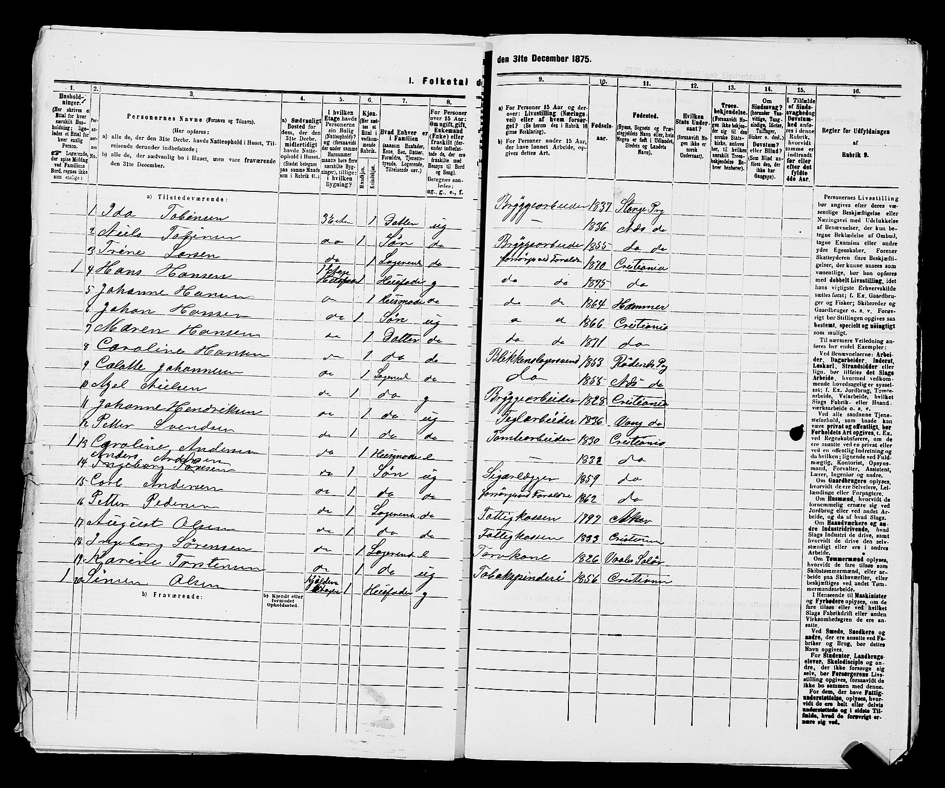 RA, 1875 census for 0301 Kristiania, 1875, p. 2270