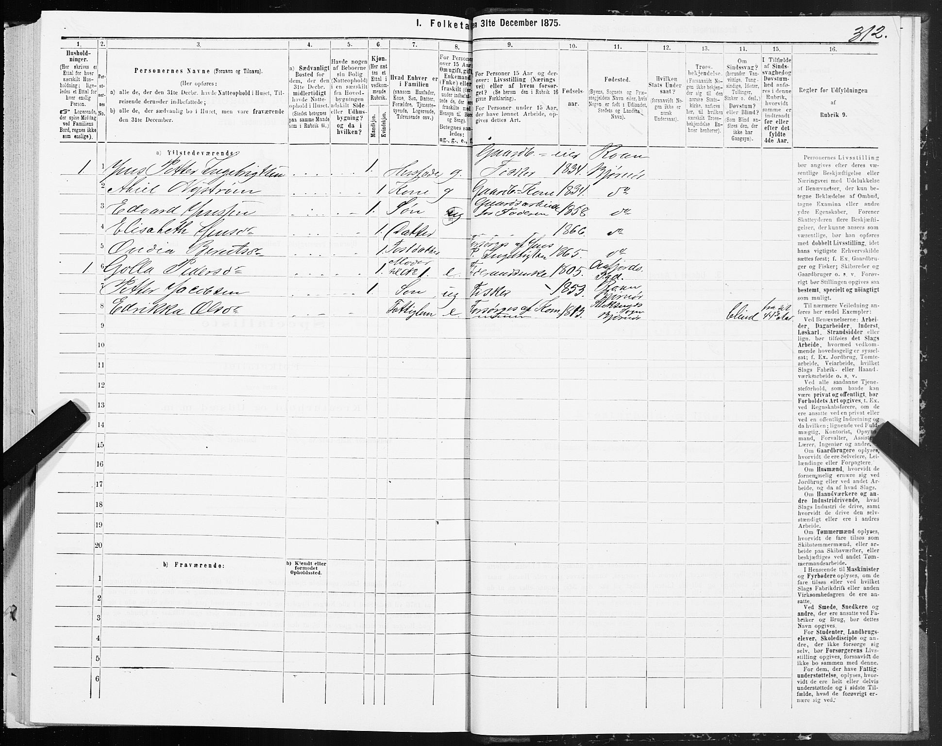 SAT, 1875 census for 1632P Bjørnør, 1875, p. 3312