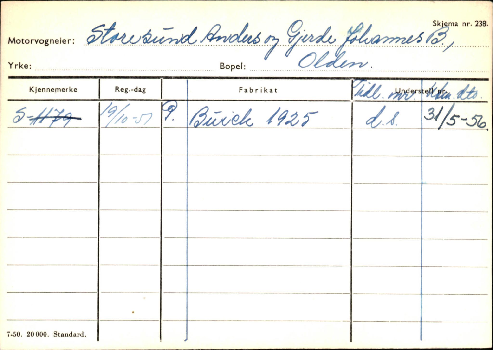 Statens vegvesen, Sogn og Fjordane vegkontor, AV/SAB-A-5301/4/F/L0131: Eigarregister Høyanger P-Å. Stryn S-Å, 1945-1975, p. 1485