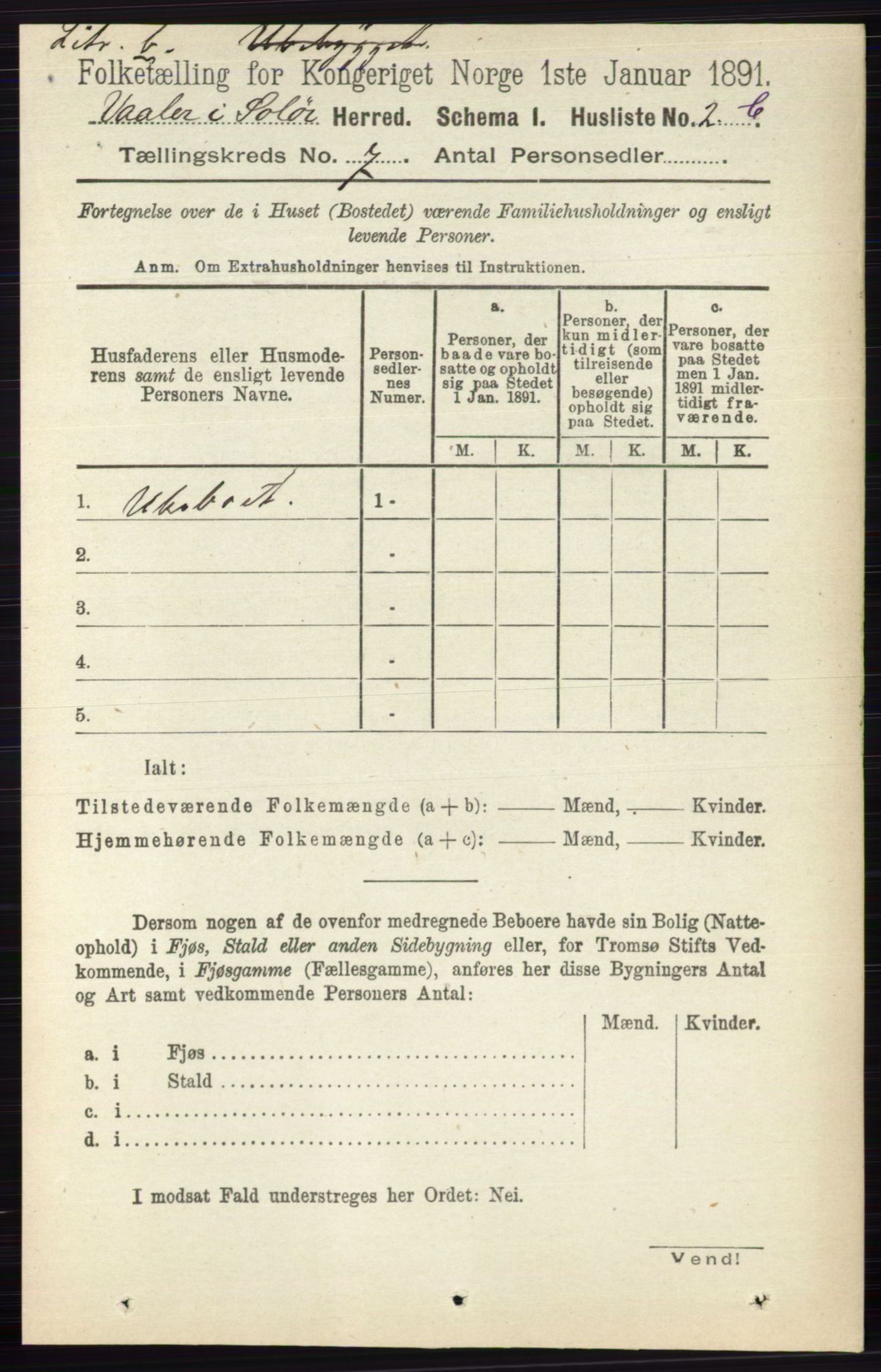 RA, 1891 census for 0426 Våler, 1891, p. 2870