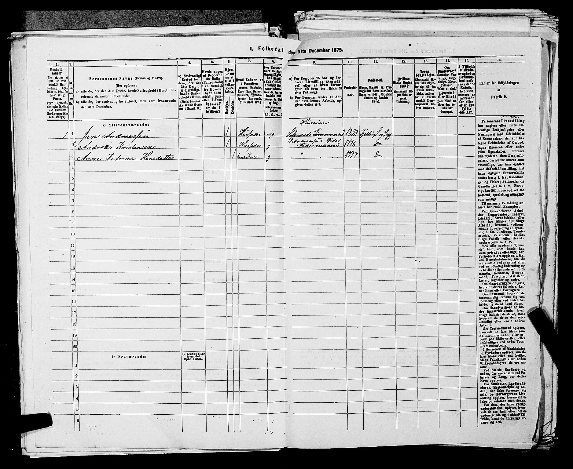 SAKO, 1875 census for 0725P Tjølling, 1875, p. 383