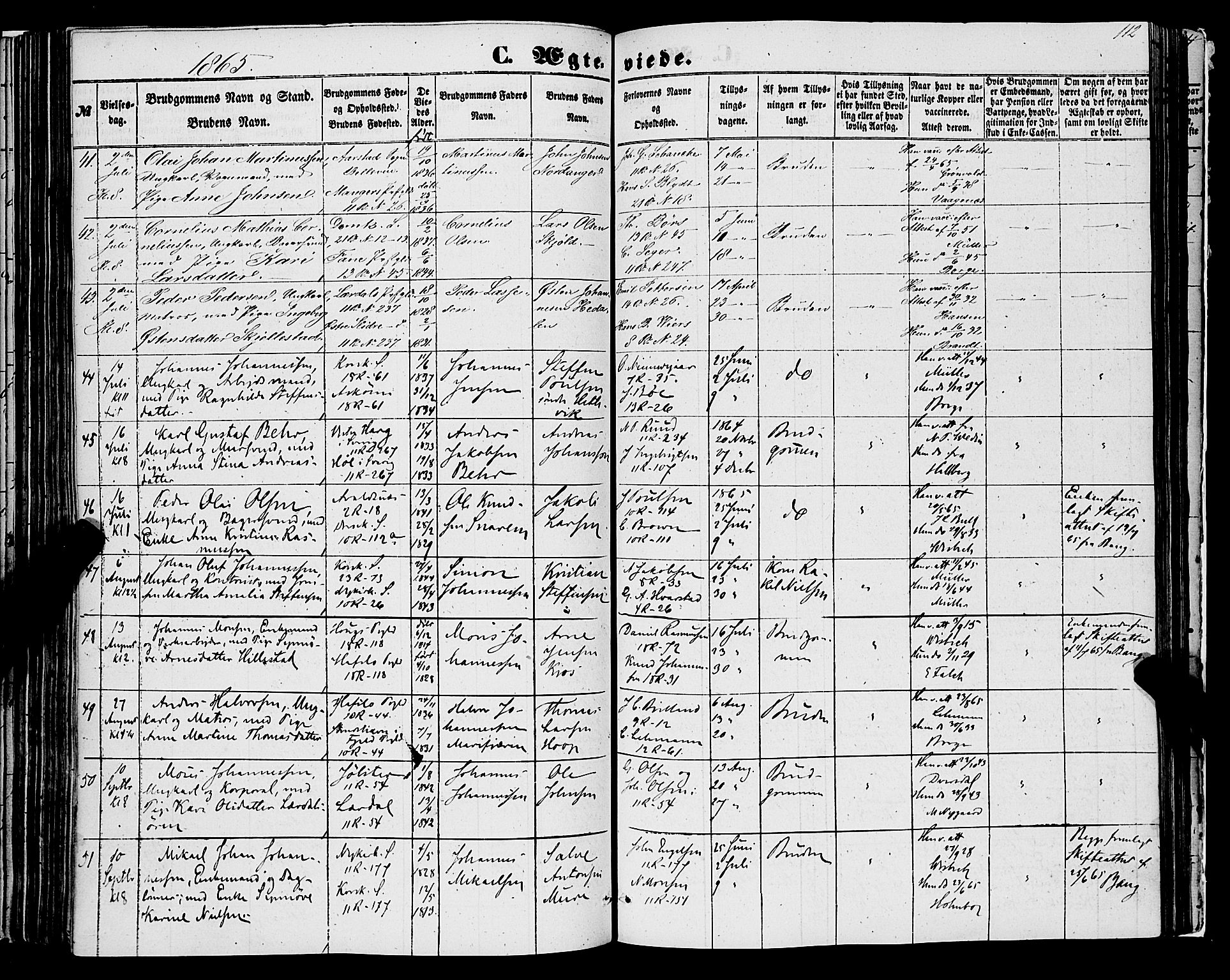 Domkirken sokneprestembete, AV/SAB-A-74801/H/Haa/L0034: Parish register (official) no. D 2, 1853-1874, p. 112