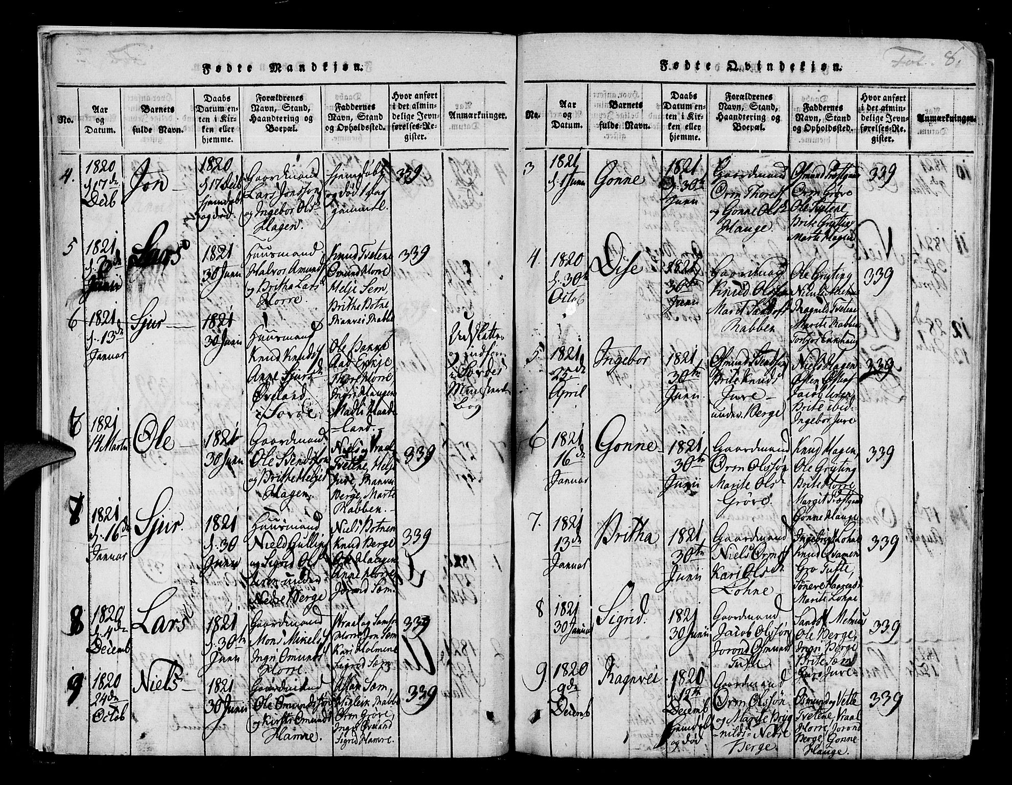 Røldal sokneprestembete, AV/SAB-A-100247: Parish register (official) no. A 2, 1817-1856, p. 8