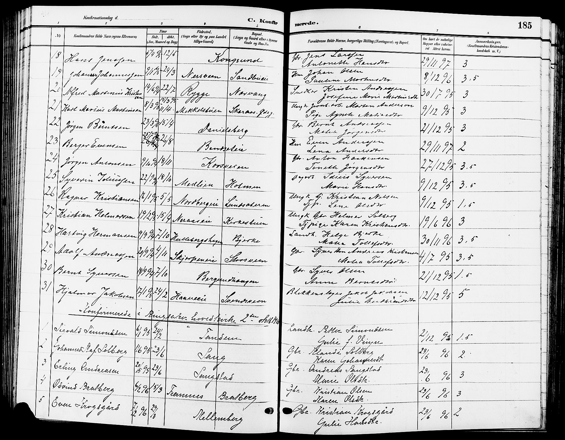 Ringsaker prestekontor, AV/SAH-PREST-014/L/La/L0015: Parish register (copy) no. 15, 1903-1912, p. 185