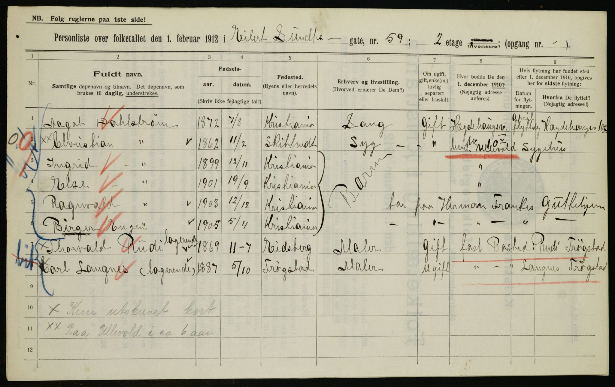 OBA, Municipal Census 1912 for Kristiania, 1912, p. 19489