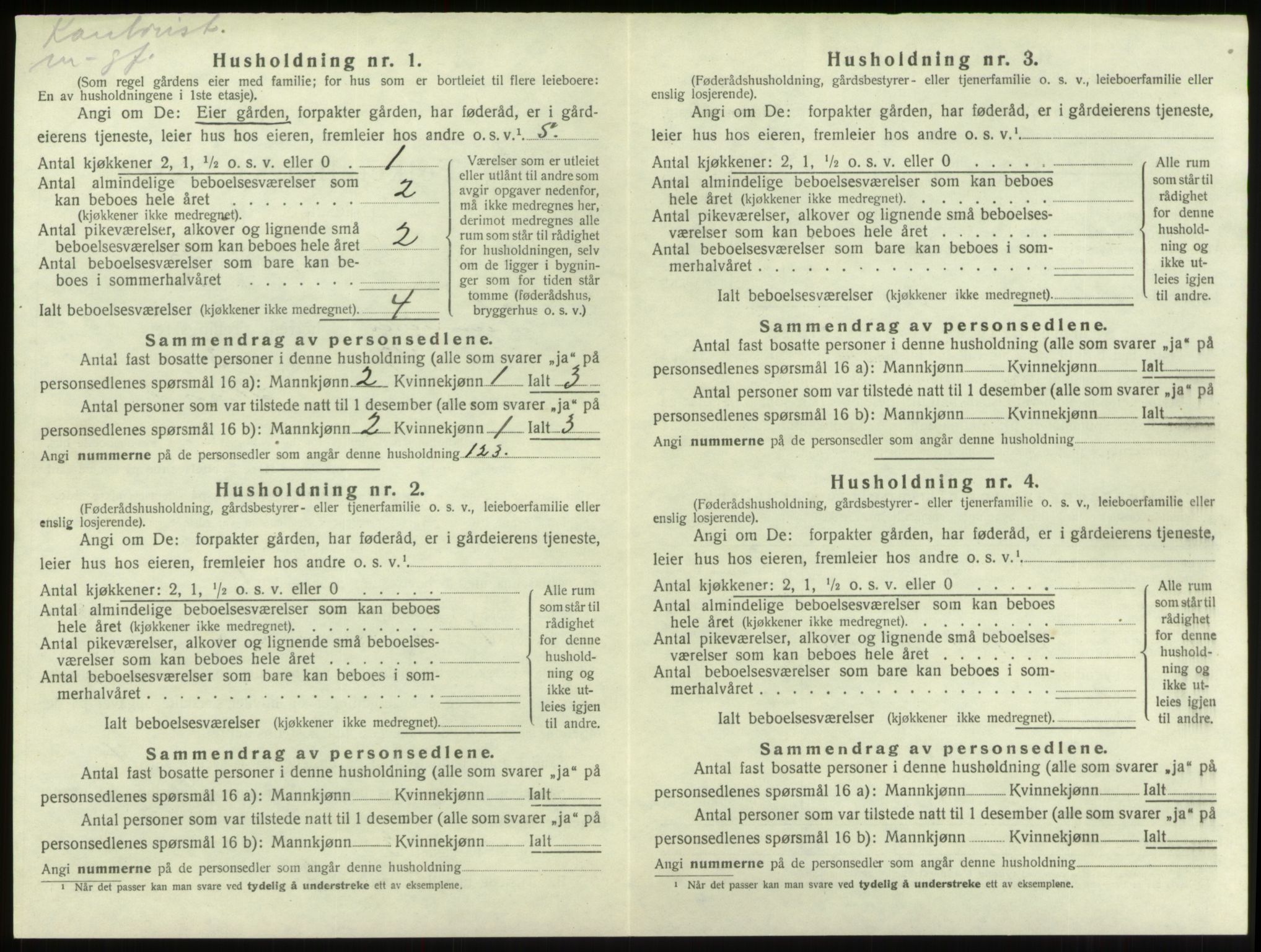 SAB, 1920 census for Innvik, 1920, p. 222