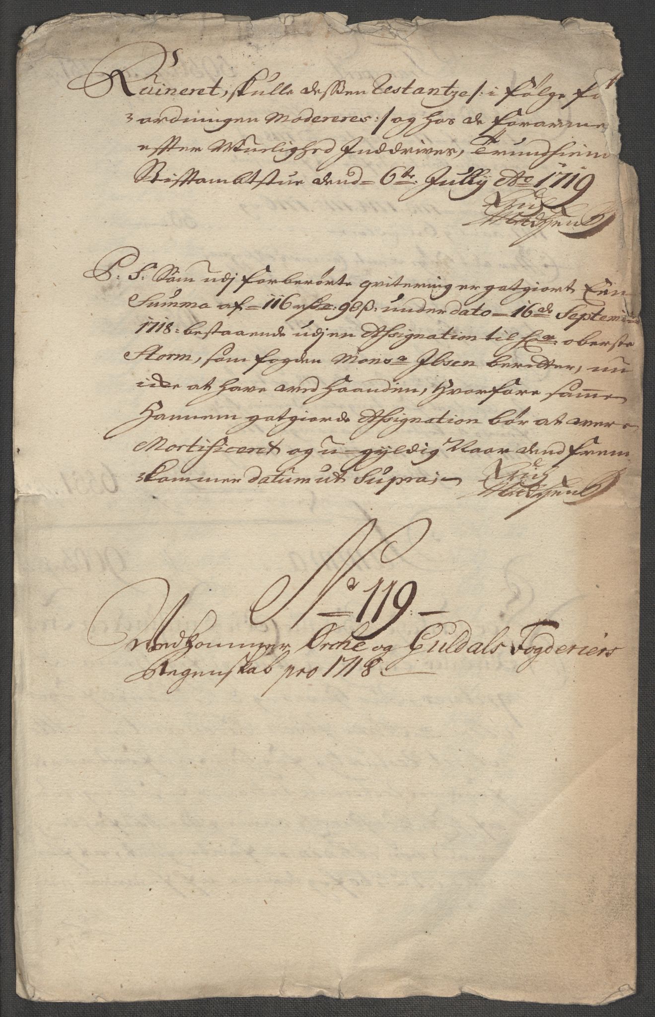 Rentekammeret inntil 1814, Reviderte regnskaper, Fogderegnskap, RA/EA-4092/R60/L3972: Fogderegnskap Orkdal og Gauldal, 1718, p. 325