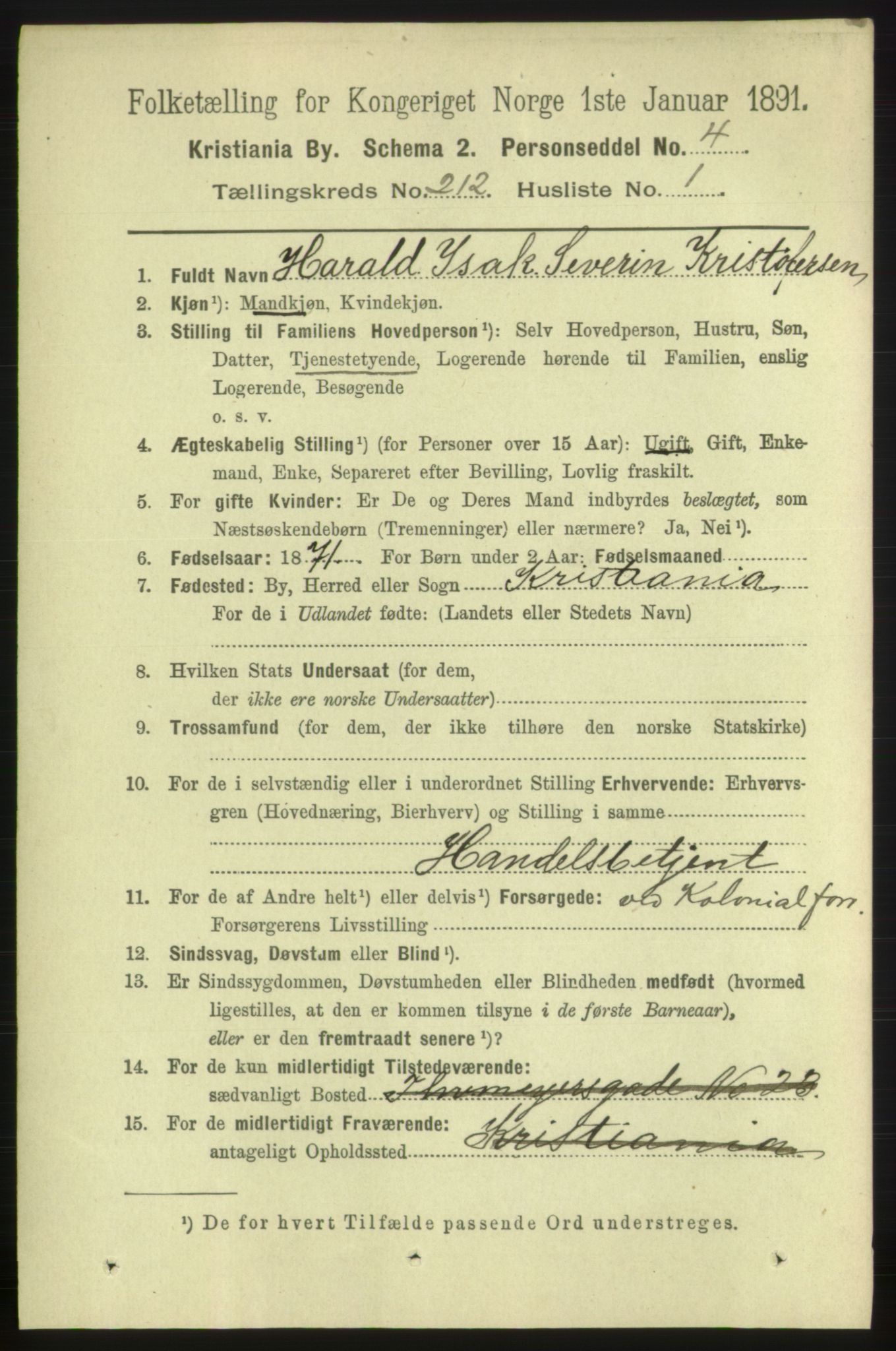 RA, 1891 census for 0301 Kristiania, 1891, p. 126446