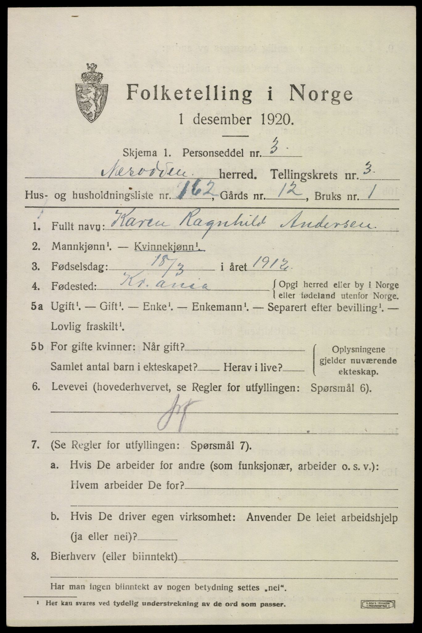 SAO, 1920 census for Nesodden, 1920, p. 4107