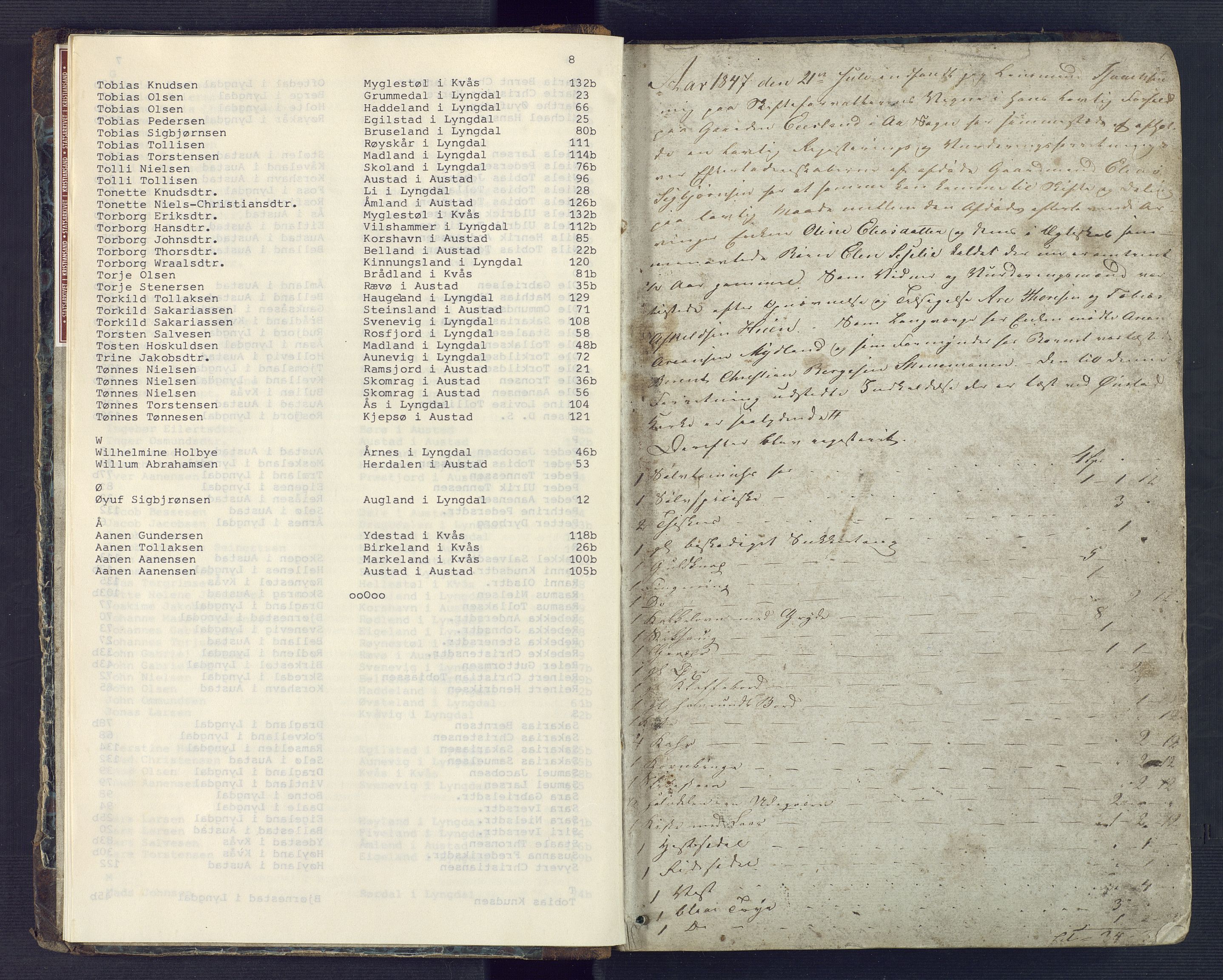 Lyngdal sorenskriveri, AV/SAK-1221-0004/H/Hc/L0856: Skifteregistreringsprotokoll nr. 6, Berg tinglag, 1847-1869, p. 0b-1a