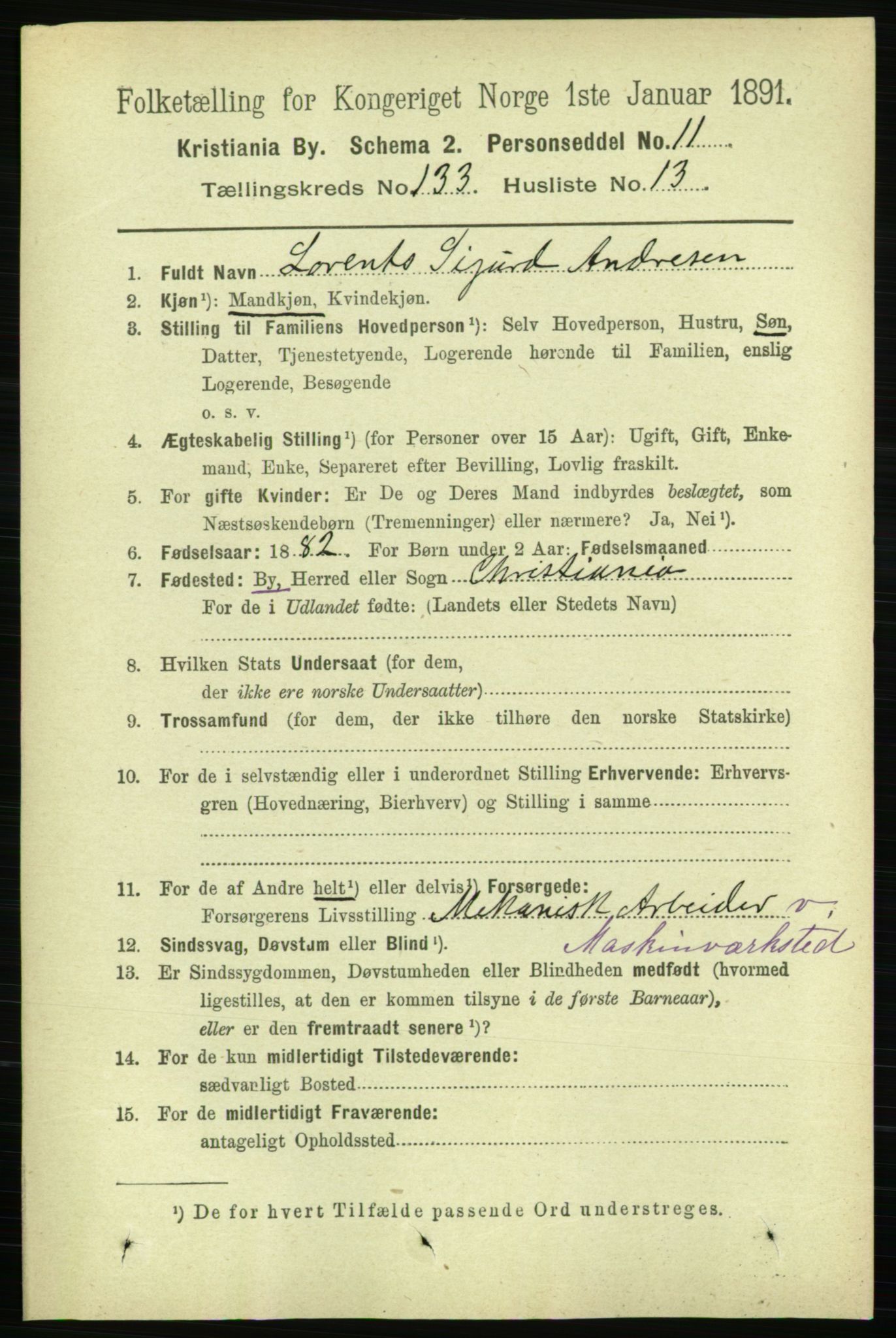 RA, 1891 census for 0301 Kristiania, 1891, p. 72696