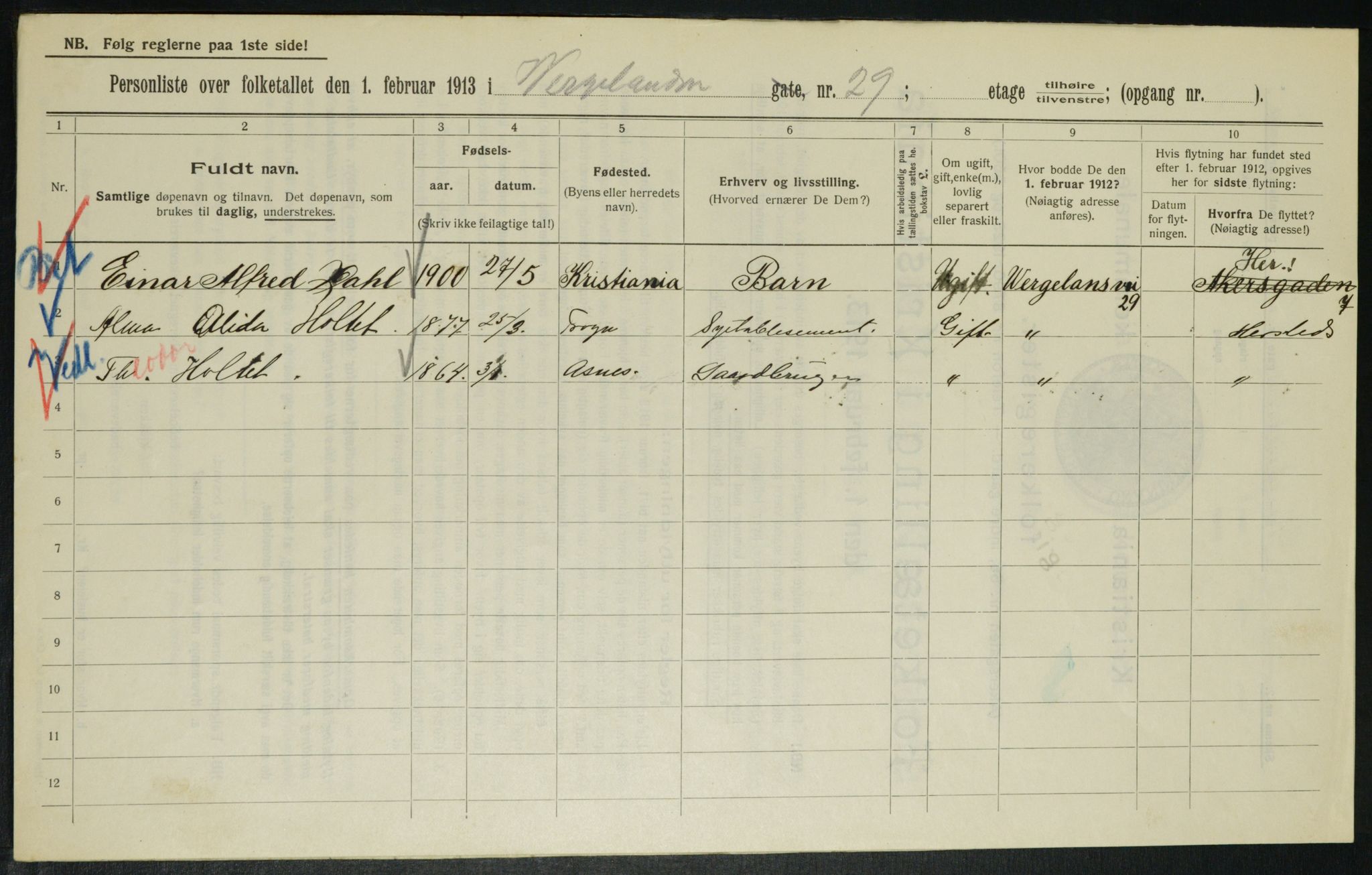 OBA, Municipal Census 1913 for Kristiania, 1913, p. 127805