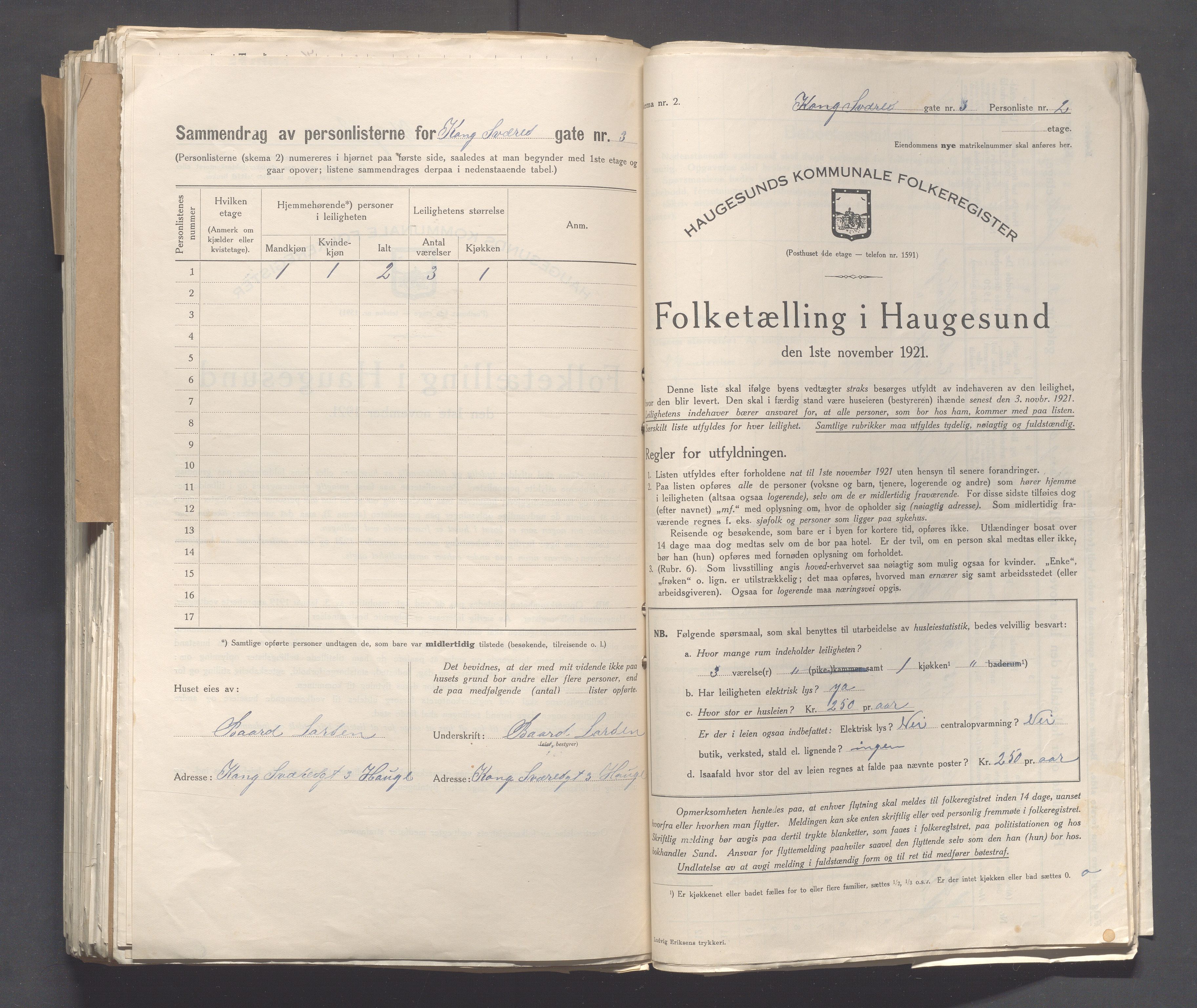 IKAR, Local census 1.11.1921 for Haugesund, 1921, p. 2964