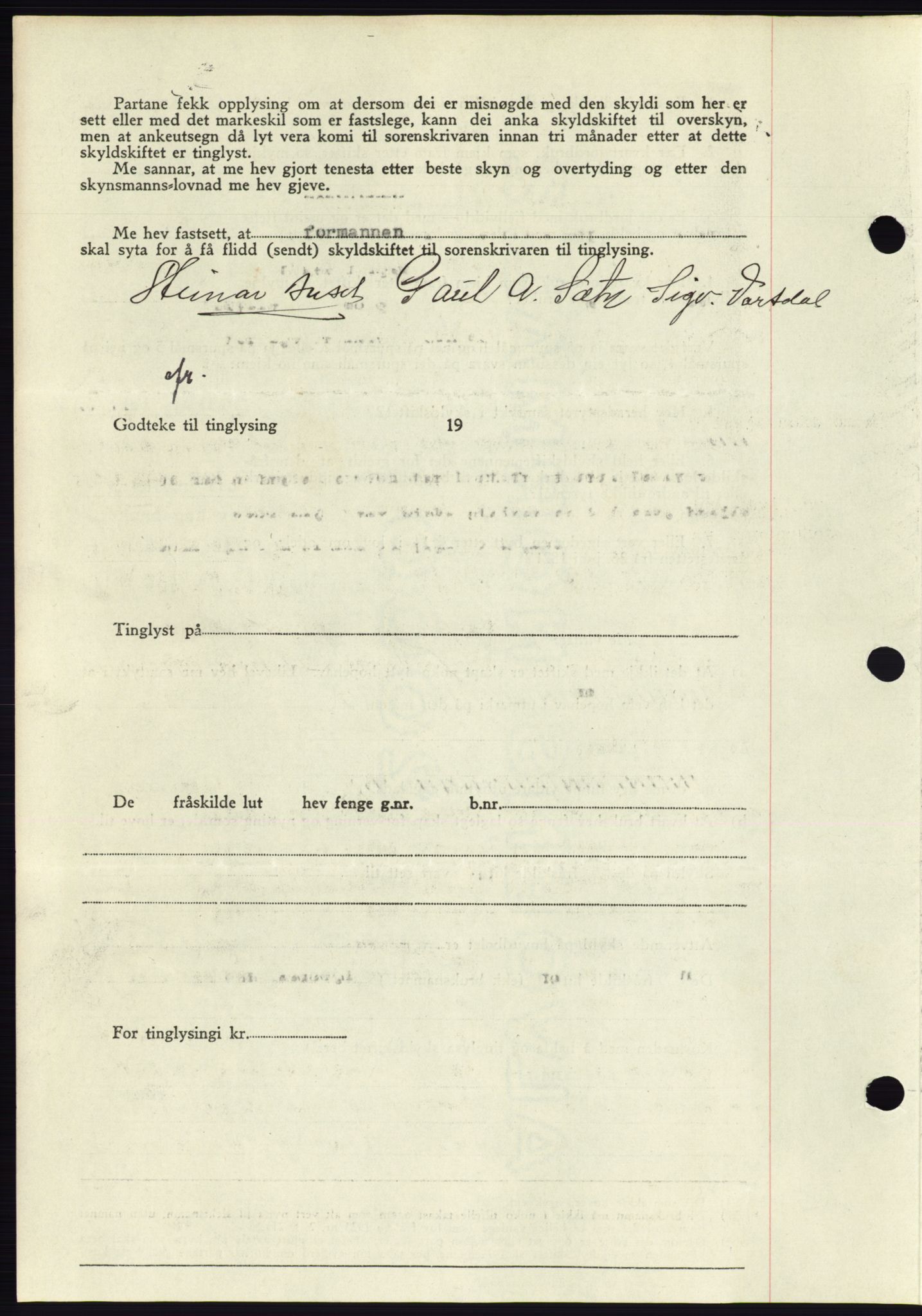 Søre Sunnmøre sorenskriveri, AV/SAT-A-4122/1/2/2C/L0076: Mortgage book no. 2A, 1943-1944, Diary no: : 869/1944