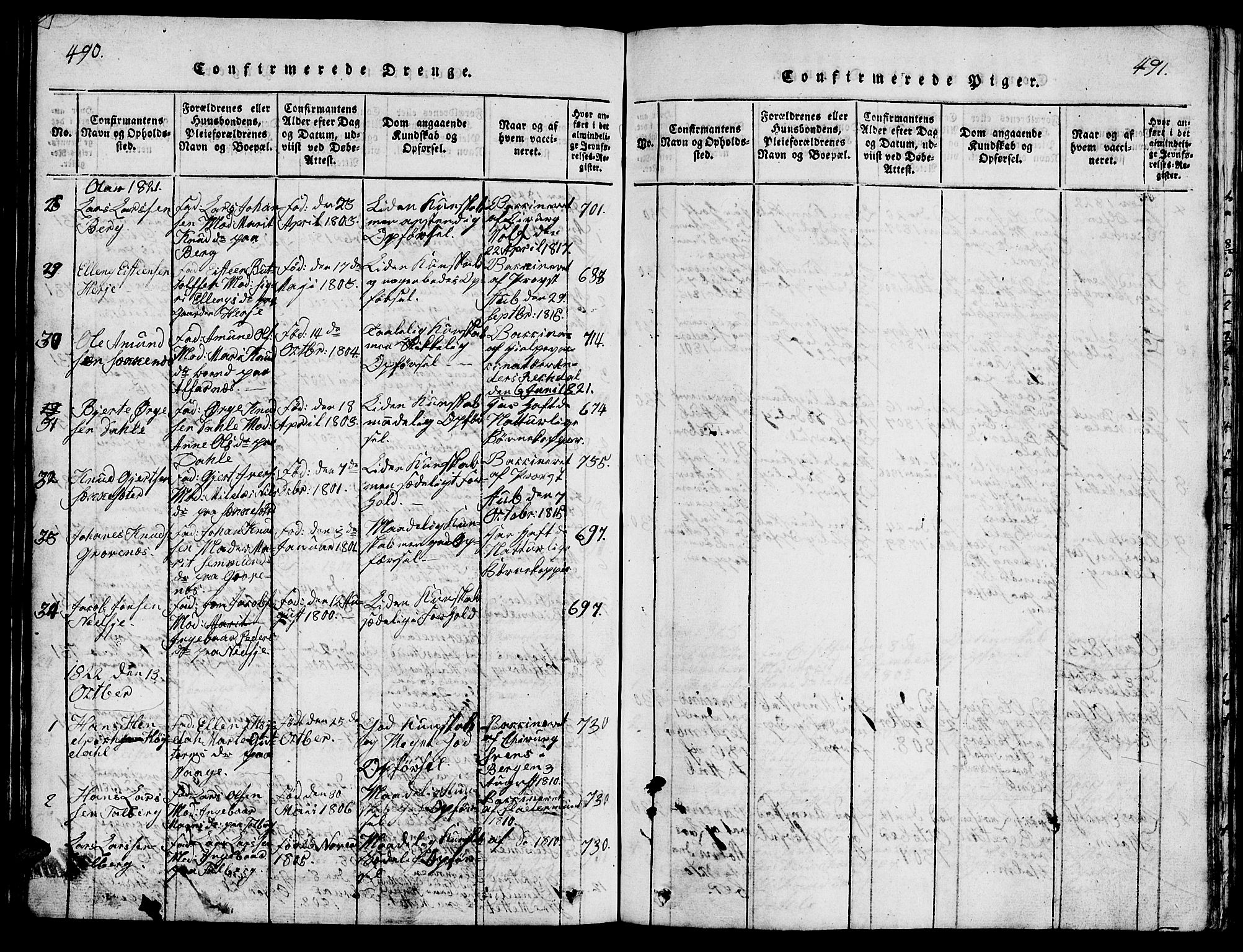 Ministerialprotokoller, klokkerbøker og fødselsregistre - Møre og Romsdal, AV/SAT-A-1454/547/L0610: Parish register (copy) no. 547C01, 1818-1839, p. 490-491