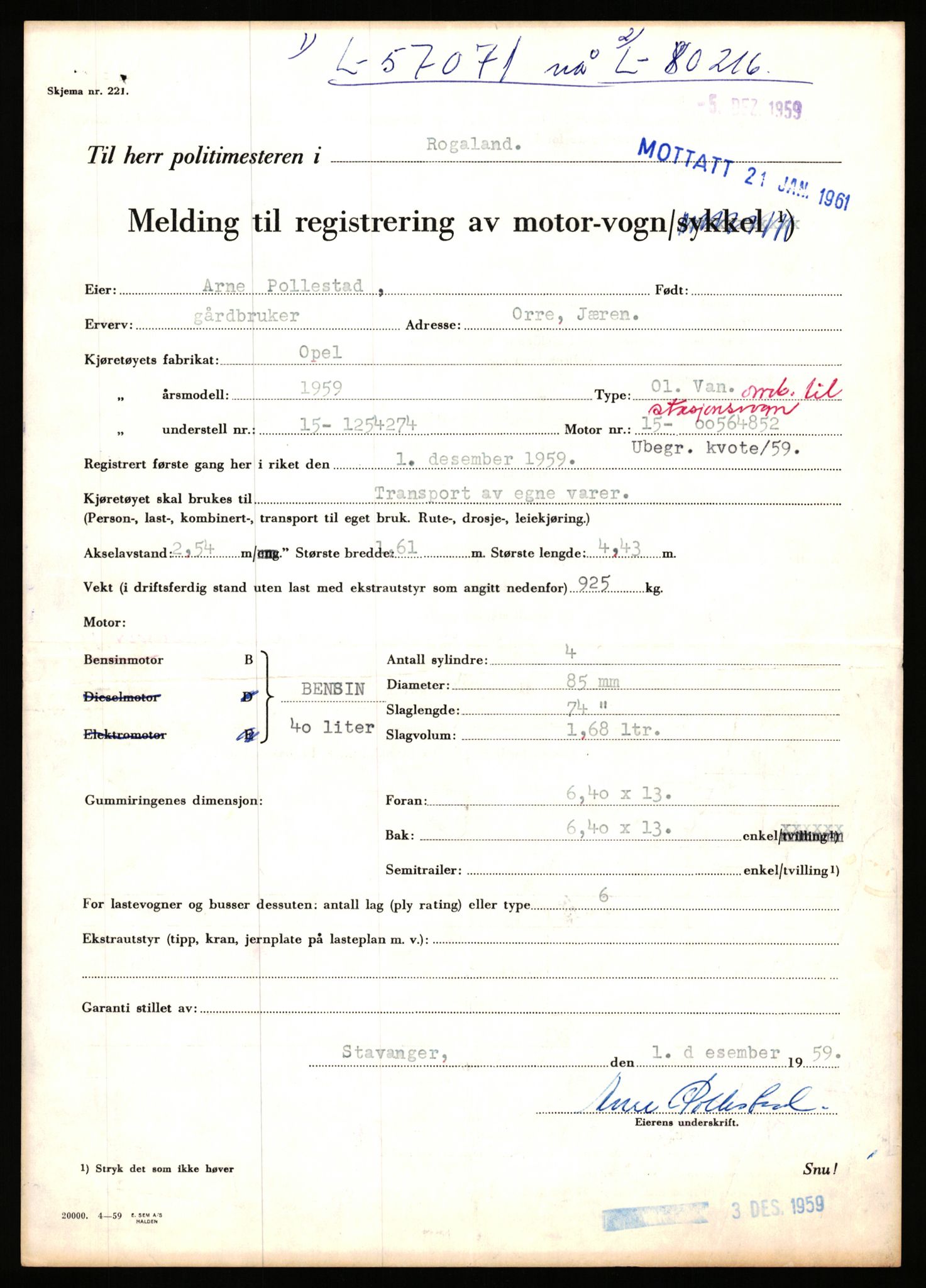 Stavanger trafikkstasjon, AV/SAST-A-101942/0/F/L0056: L-56500 - L-57199, 1930-1971, p. 1926