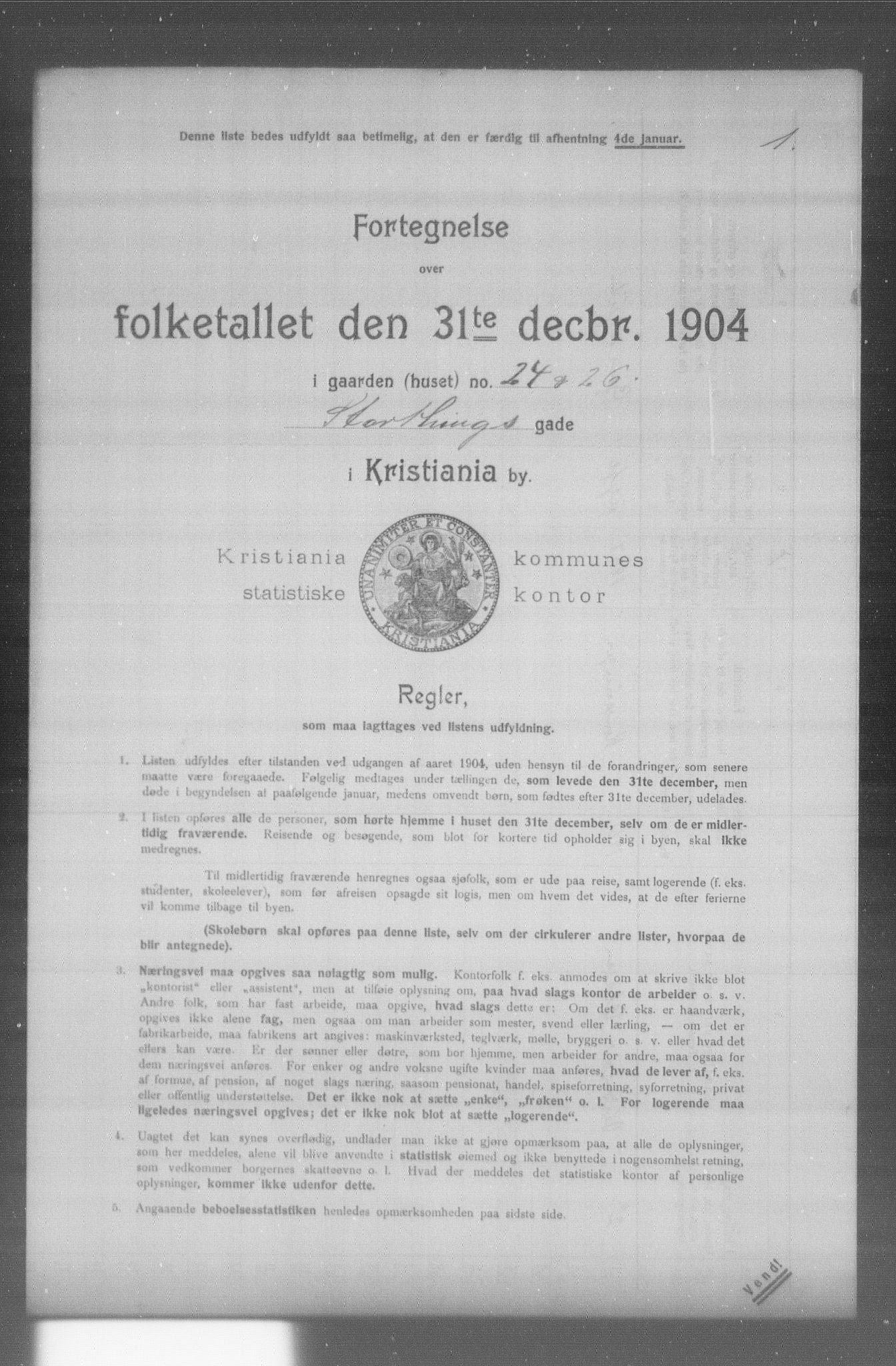 OBA, Municipal Census 1904 for Kristiania, 1904, p. 19646