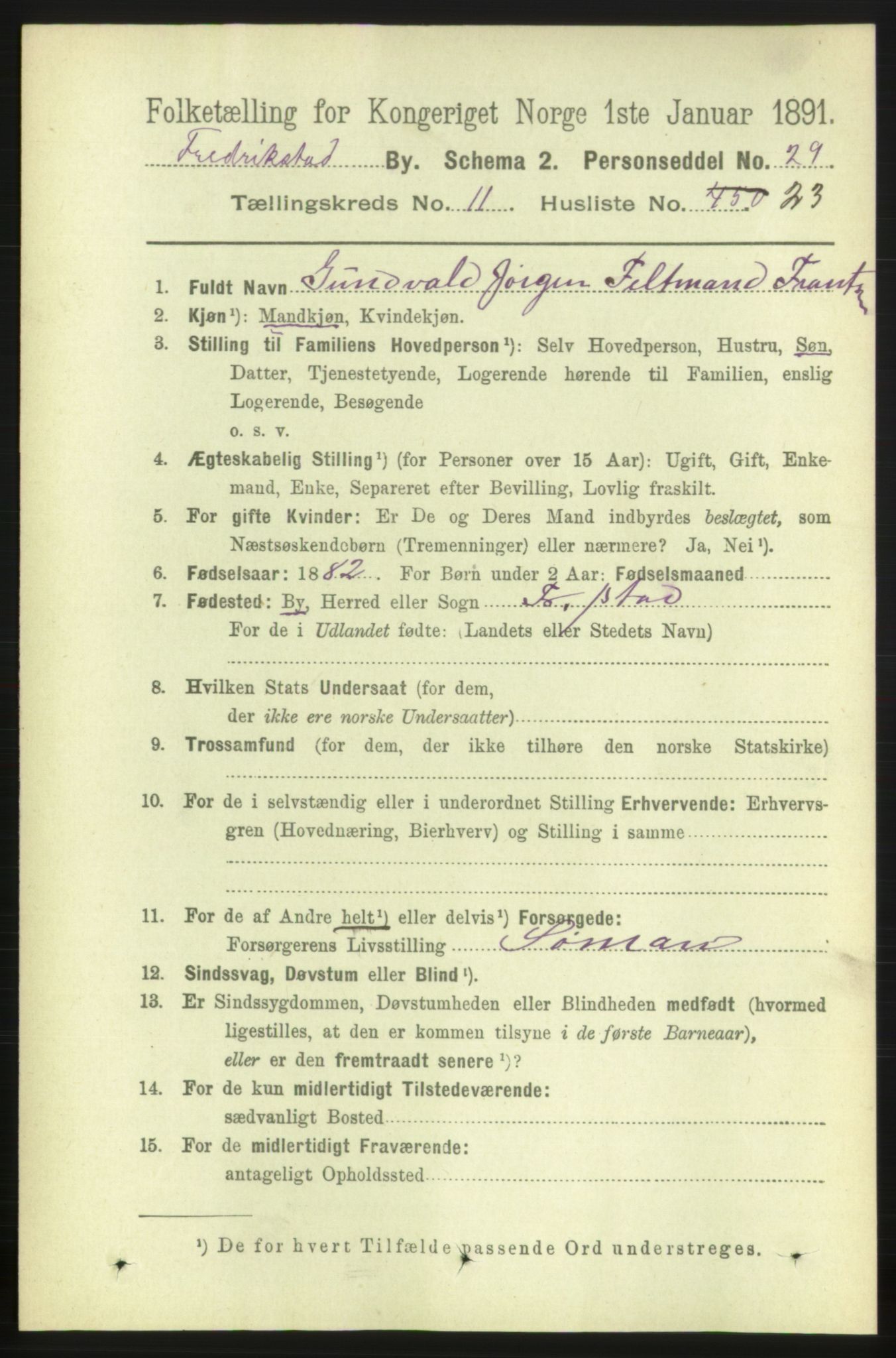 RA, 1891 census for 0103 Fredrikstad, 1891, p. 12815