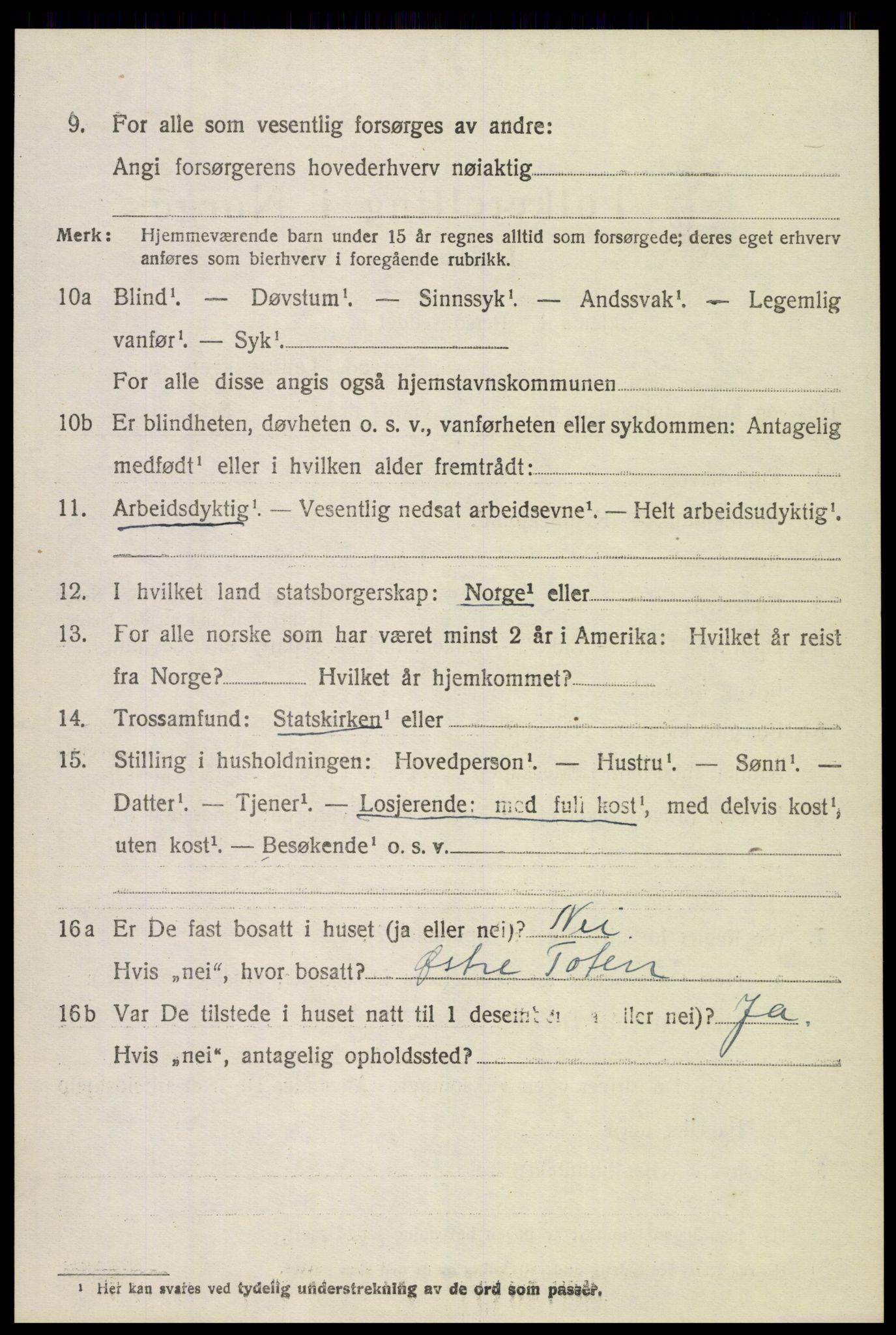 SAH, 1920 census for Vardal, 1920, p. 5058